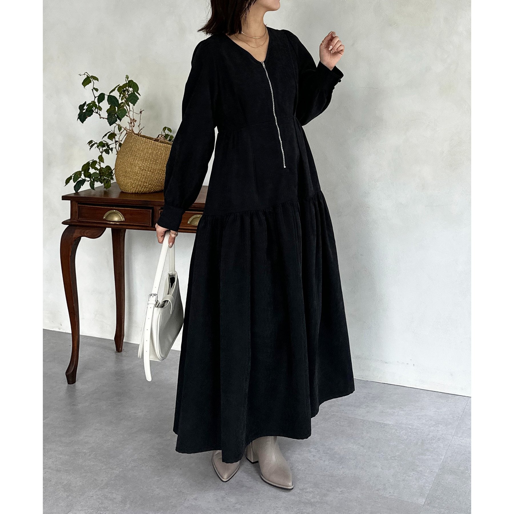 フロントジップティアードワンピース | ファッション通販サイト NUGU