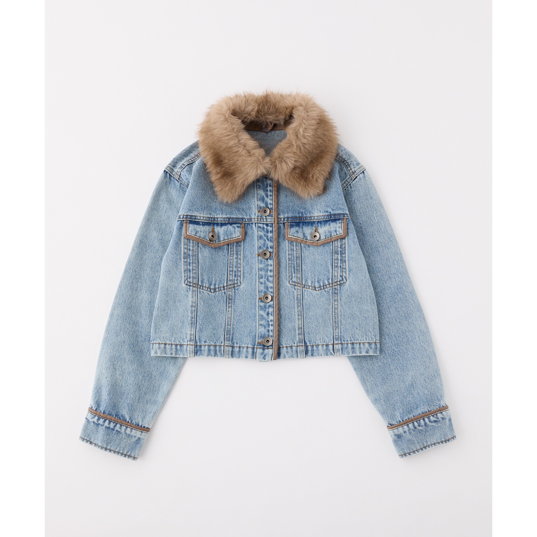 ブルー・ネイビー通常販売！】衿ファー配色ジャケット