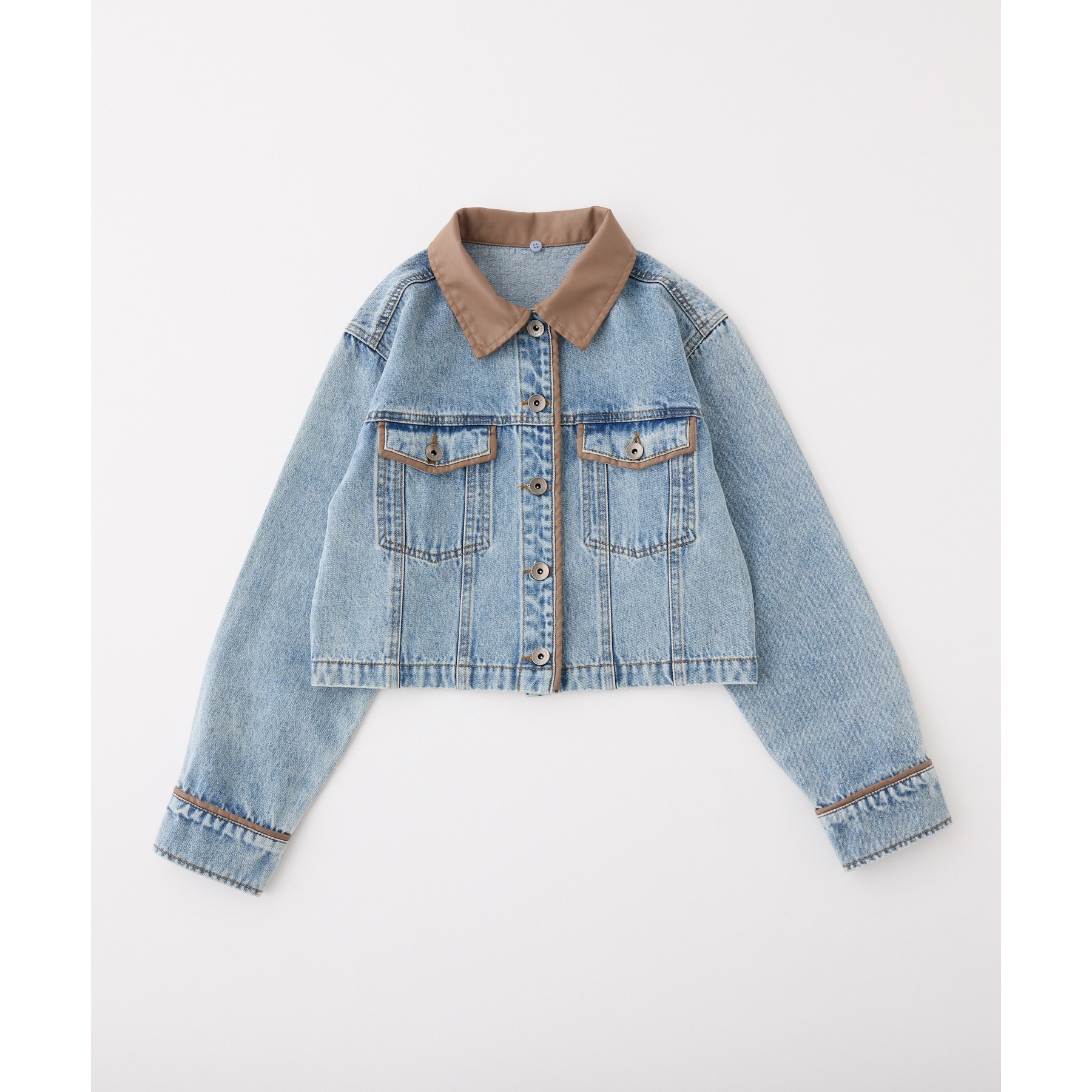 【美品】芽風　ジャケット　立襟 ボリュームスリーブショート丈ツイードジャケット [K1294