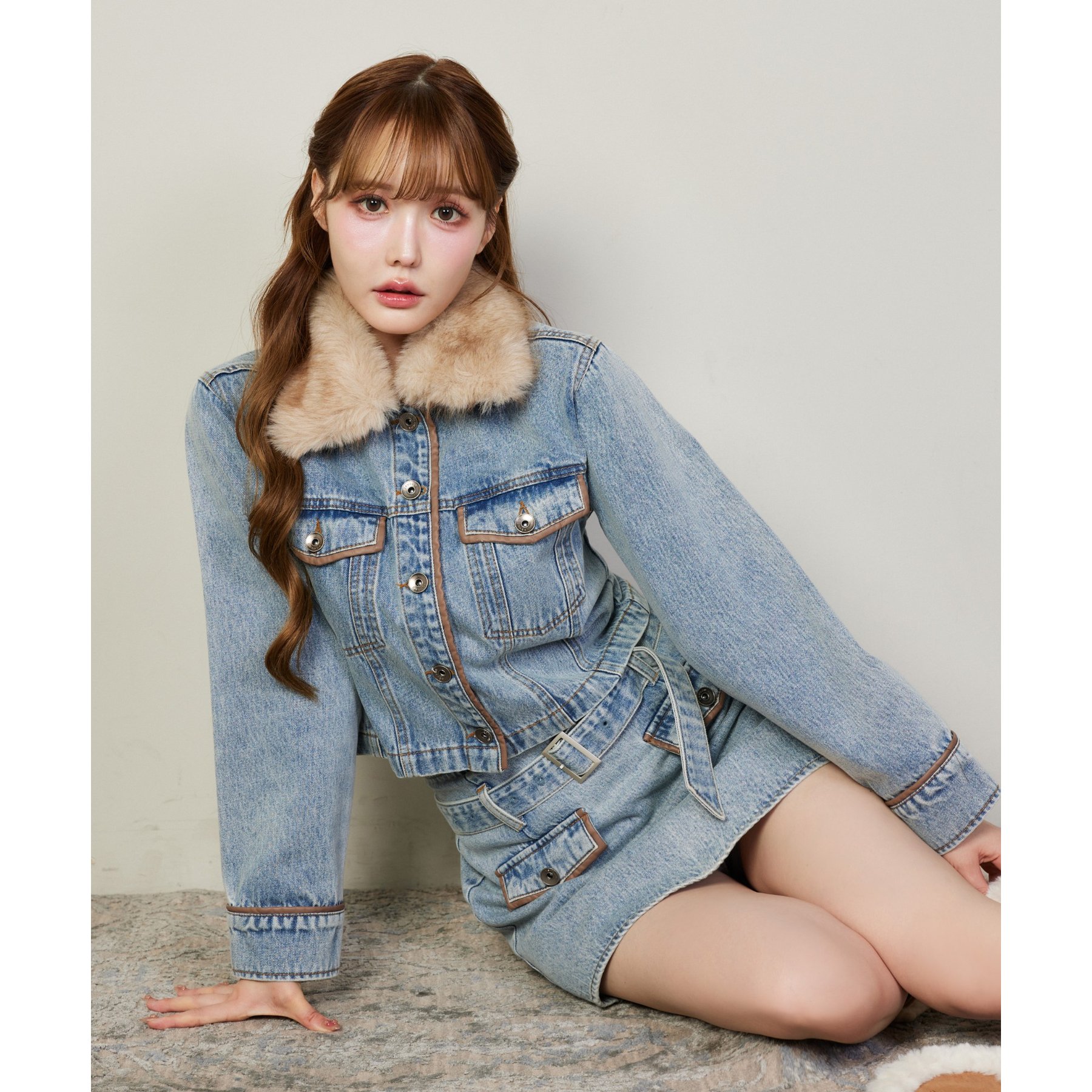 衿ファー配色ジャケット | ファッション通販サイト NUGU