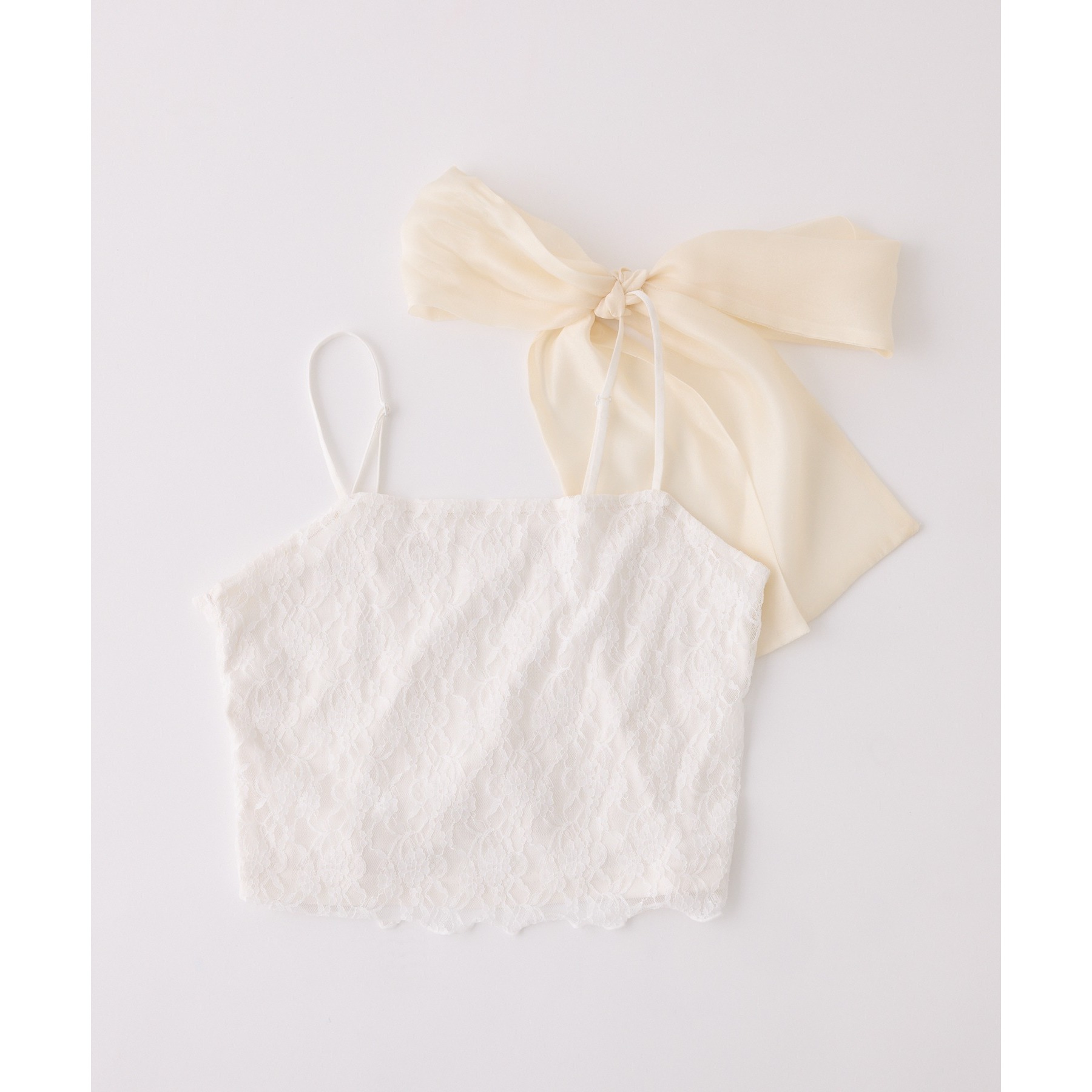 肩リボンレースキャミ／リボン取り外し可 | ファッション通販サイト NUGU