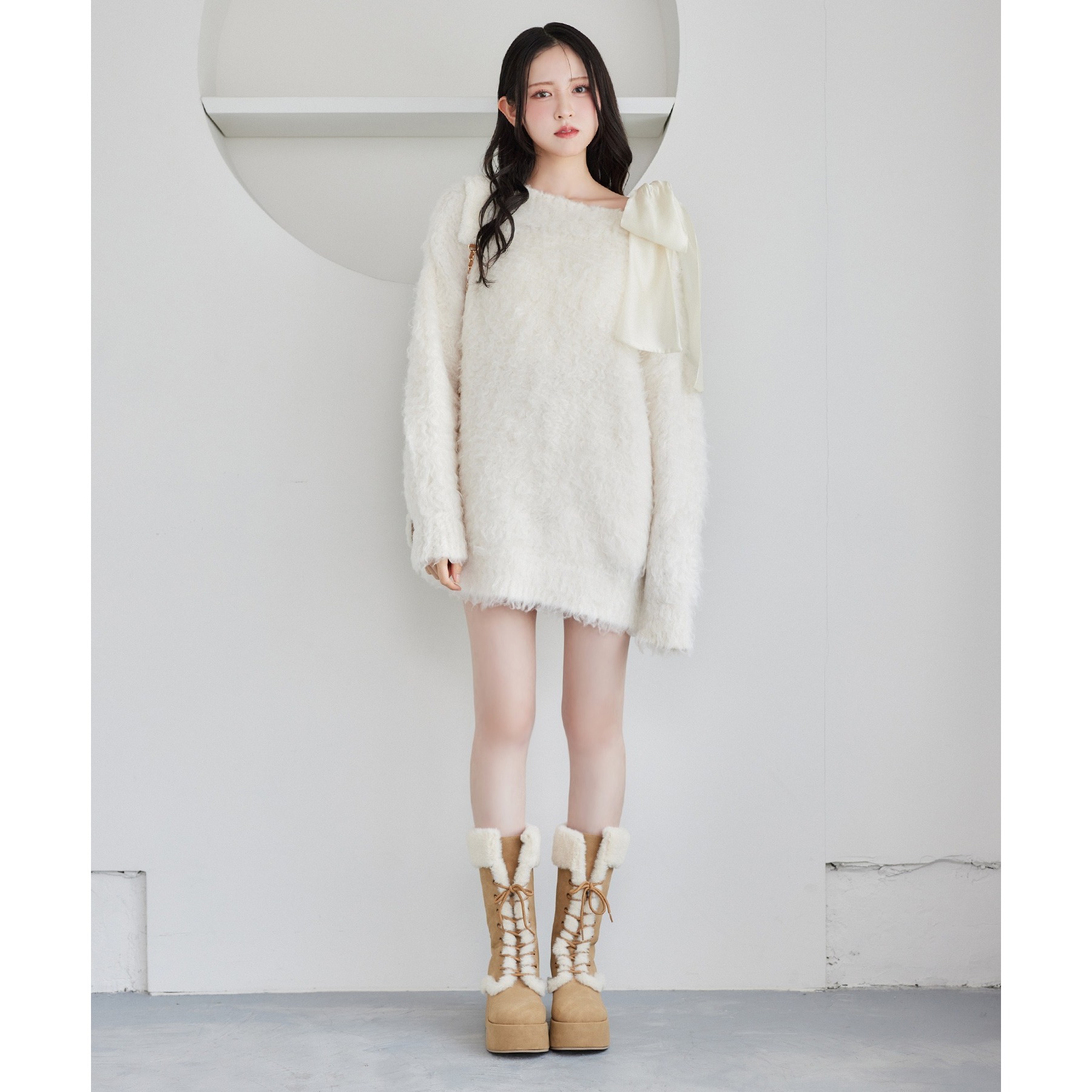 ナイスクラップ　NICECLAUP メリーカールチュニックニット one after another NICE CLAUP｜メリーカールチュニックニット