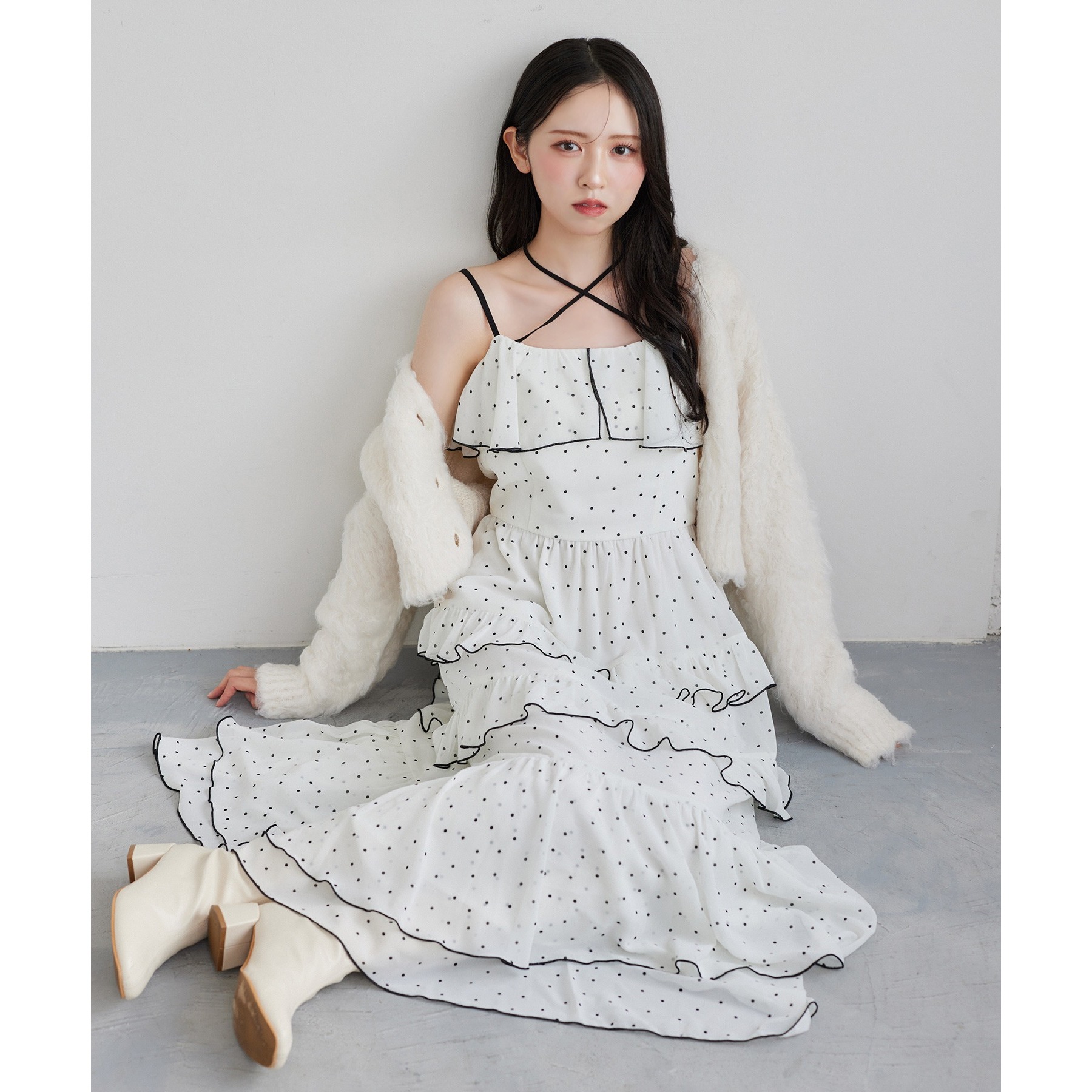 ティアードフリルロングキャミワンピ | ファッション通販サイト NUGU