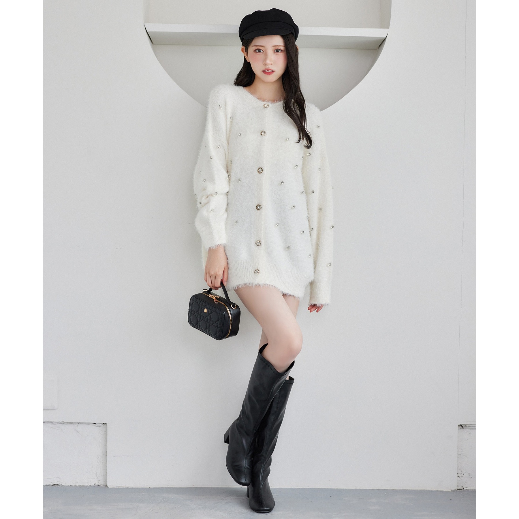 【新品】Super Beauty　フラワー　パールビジュー　ロングカーディガン 新品】Super Beauty フラワー パールビジュー ロングカーディガン 楽天