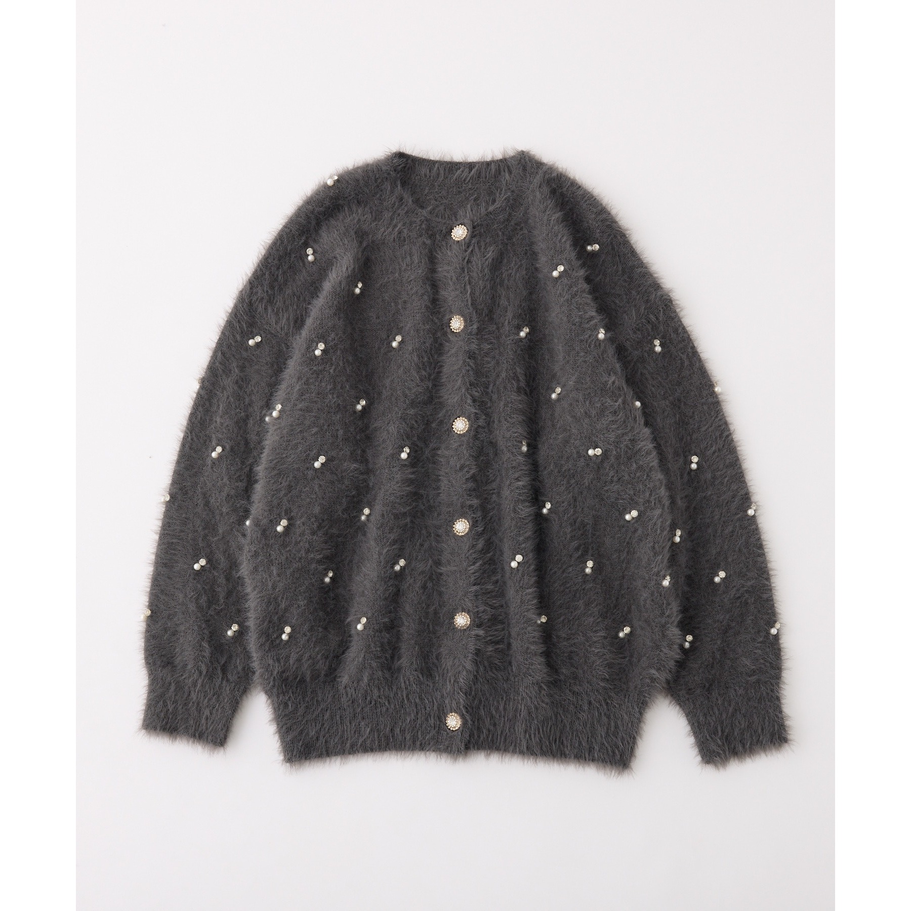 ビジューフェザーロングカーデ | ファッション通販サイト NUGU