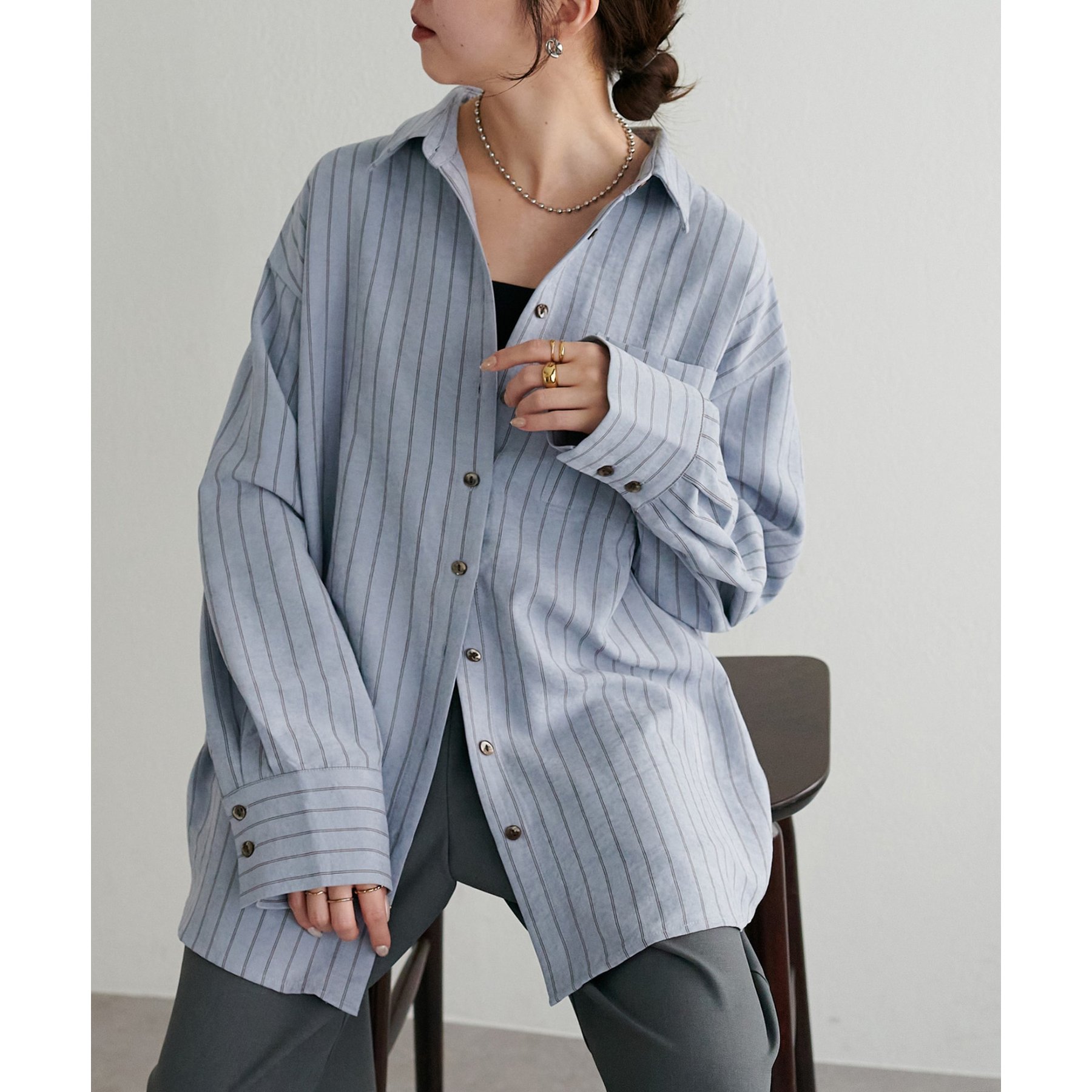 ピーチ起毛ストライプシャツ《WEB限定カラーあり》 | ファッション通販