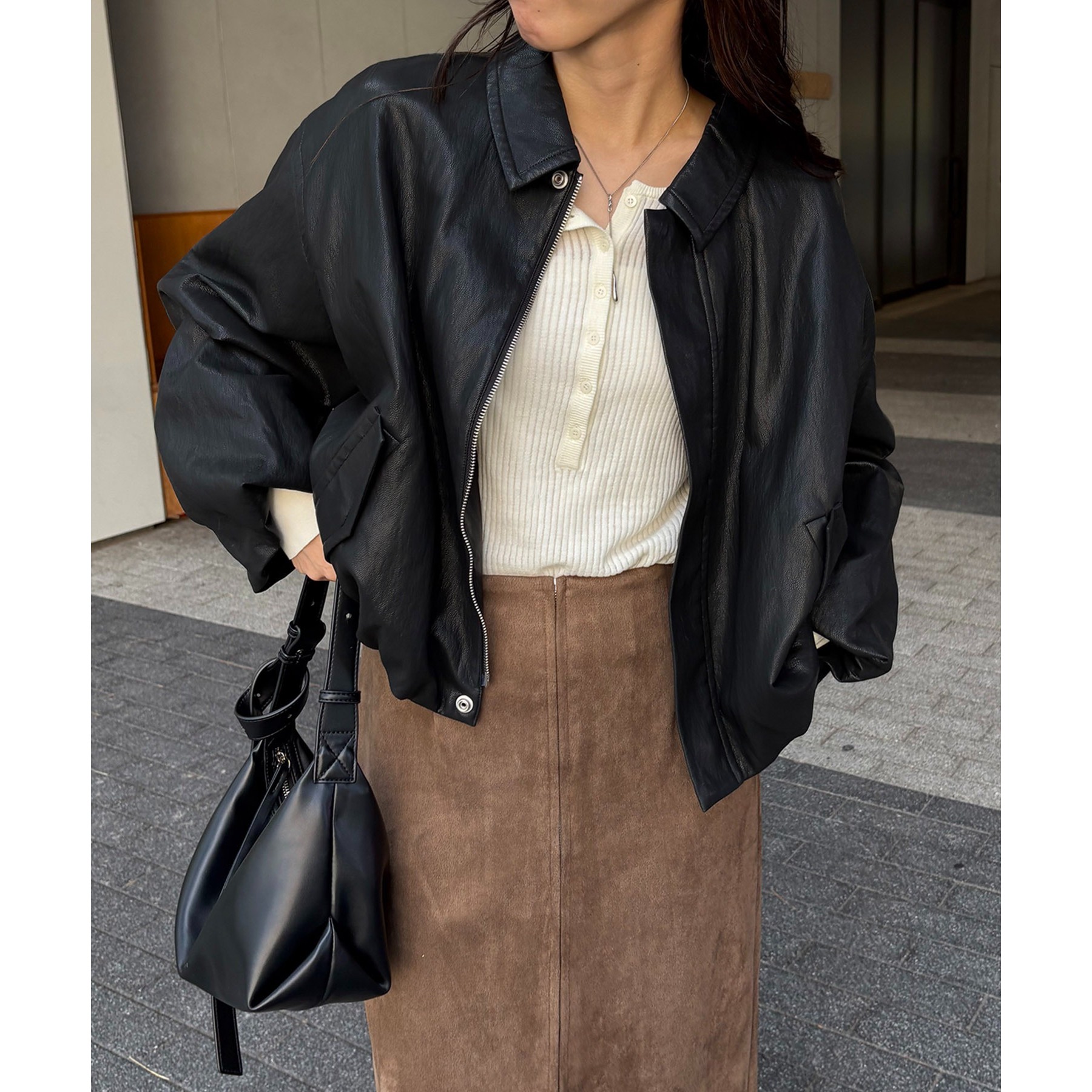 サイズ展開あり/軽量】バルーンレザージャケット | ファッション通販