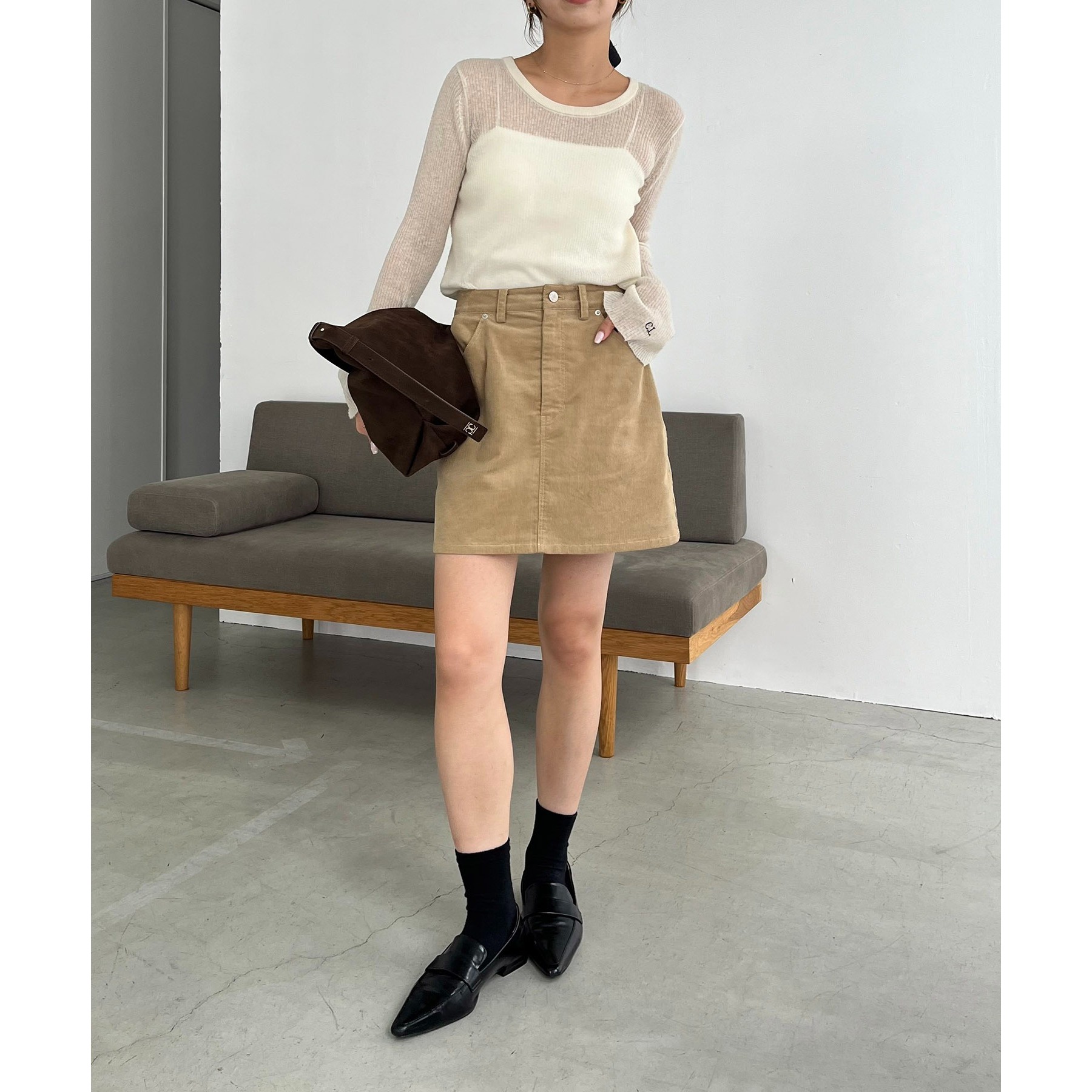 新色/レイヤード対応】コーデュロイ台形スカート | ファッション通販