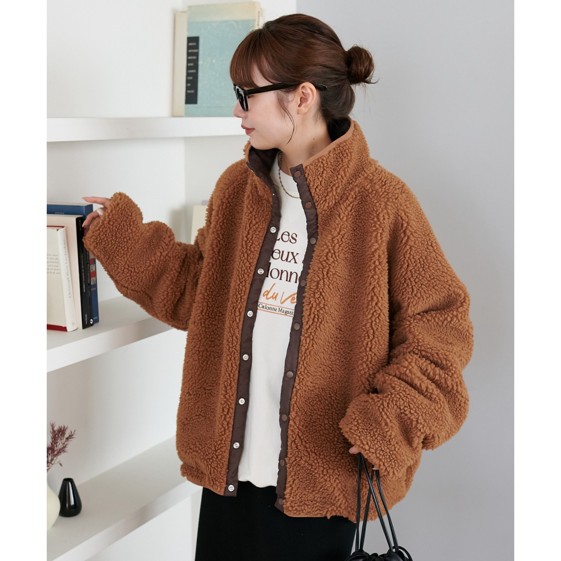   異素材 リバーシブル ボア ブルゾン ジャケット FREAK'S STORE ブルゾン アウター 限定展開 スタンドカラー