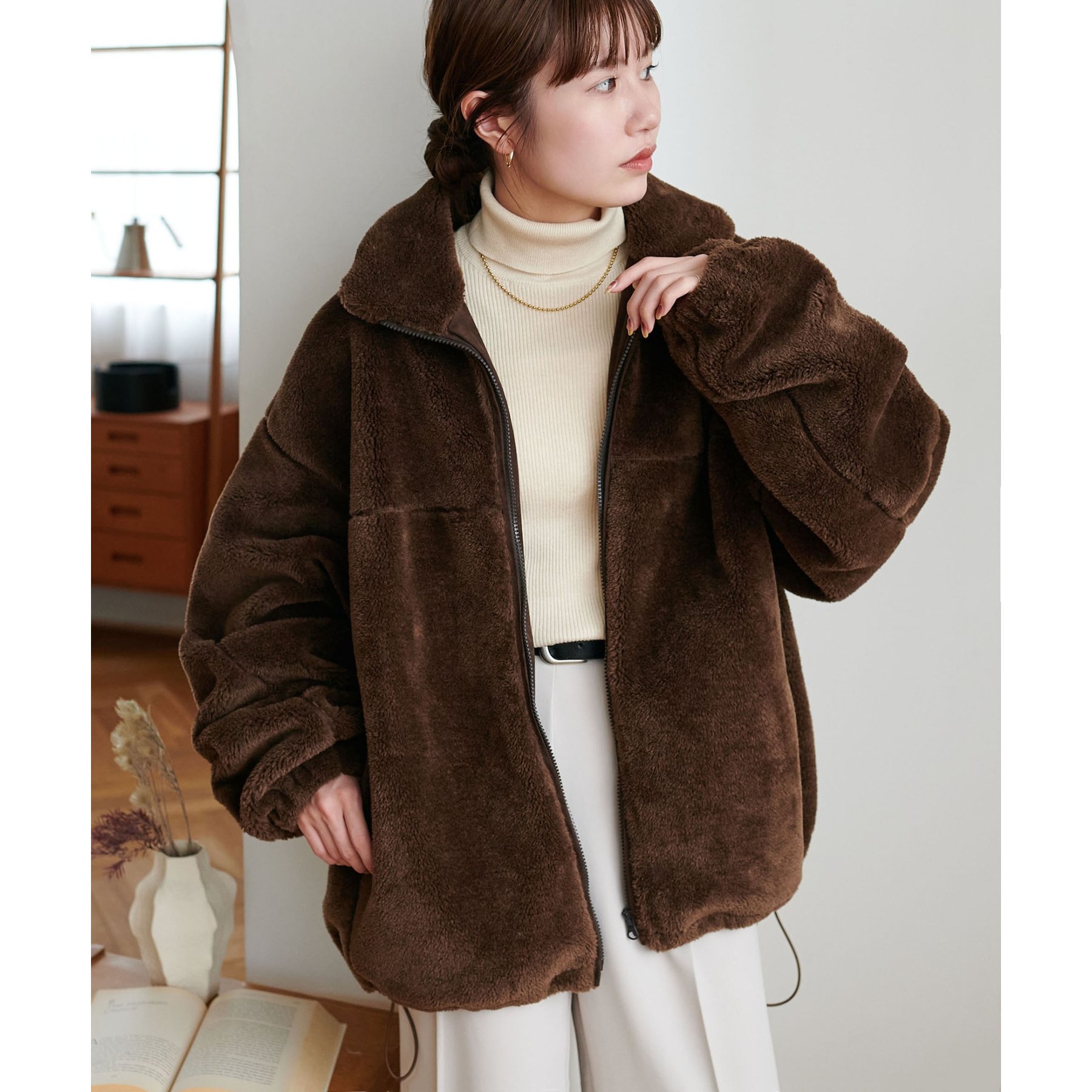 スタンドフェイクファーブルゾン ユニセックス】フェイクファースタンドブルゾン | ファッション通販