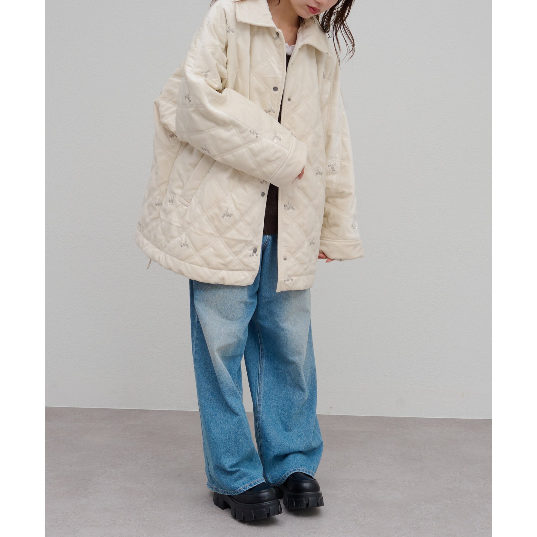 umm.】ベロア刺繍キルティングジャケット | ファッション通販サイト NUGU