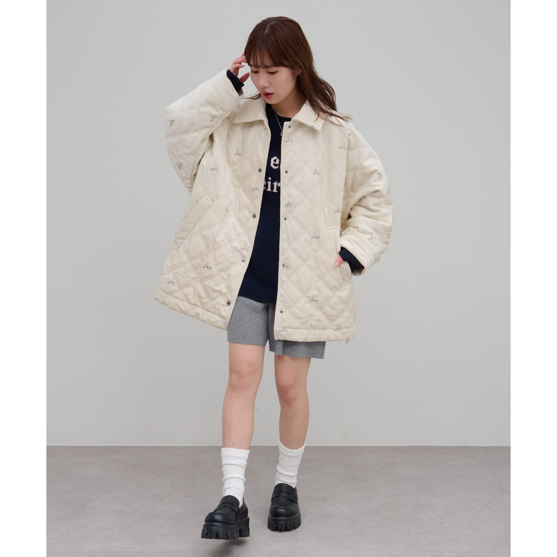 【美品L】COOTIE PRODUCTIONS ベロア生地 ジャケット ロゴ刺繍 umm.】ベロア刺繍キルティングジャケット | ファッション通販サイト NUGU