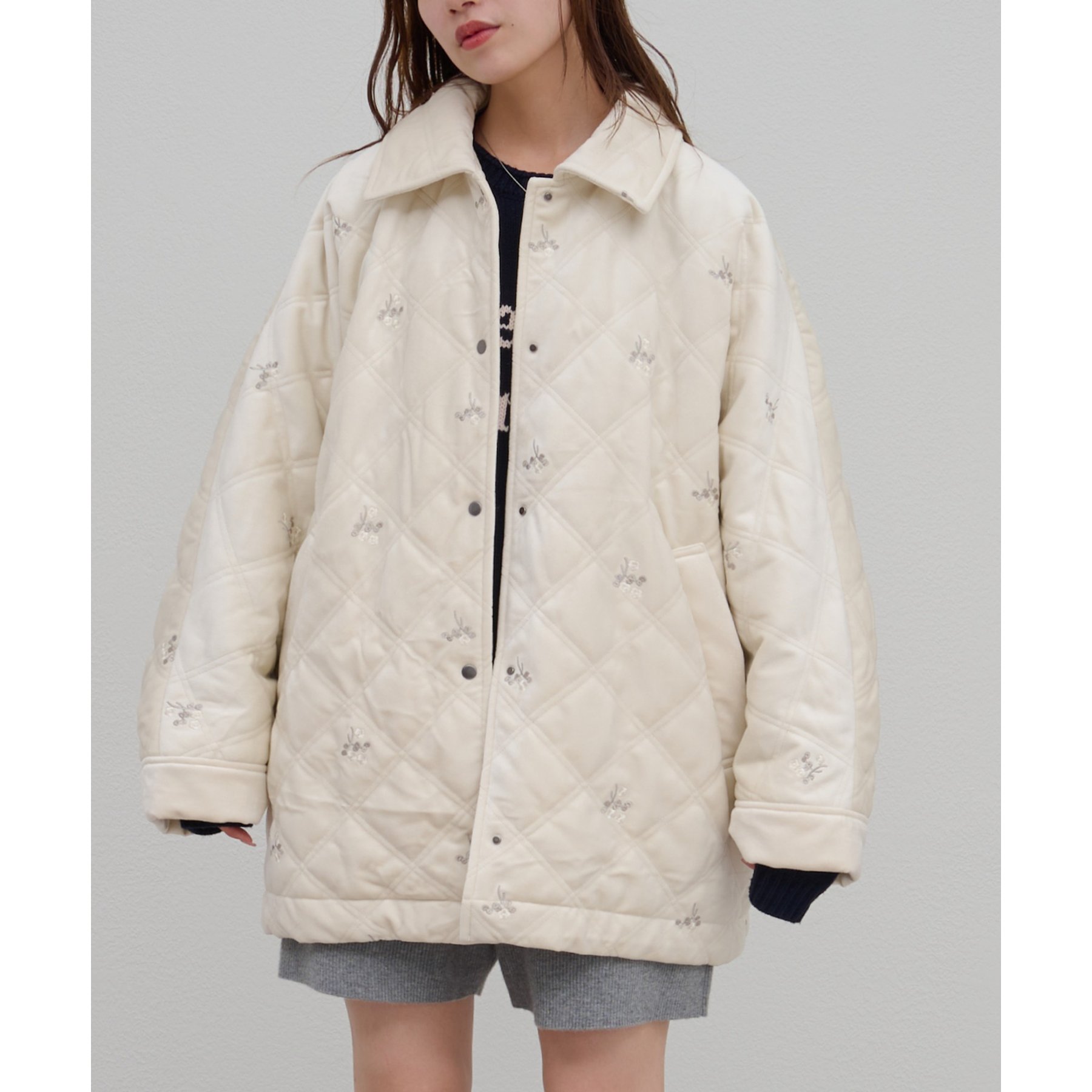 umm.】ベロア刺繍キルティングジャケット | ファッション通販サイト NUGU