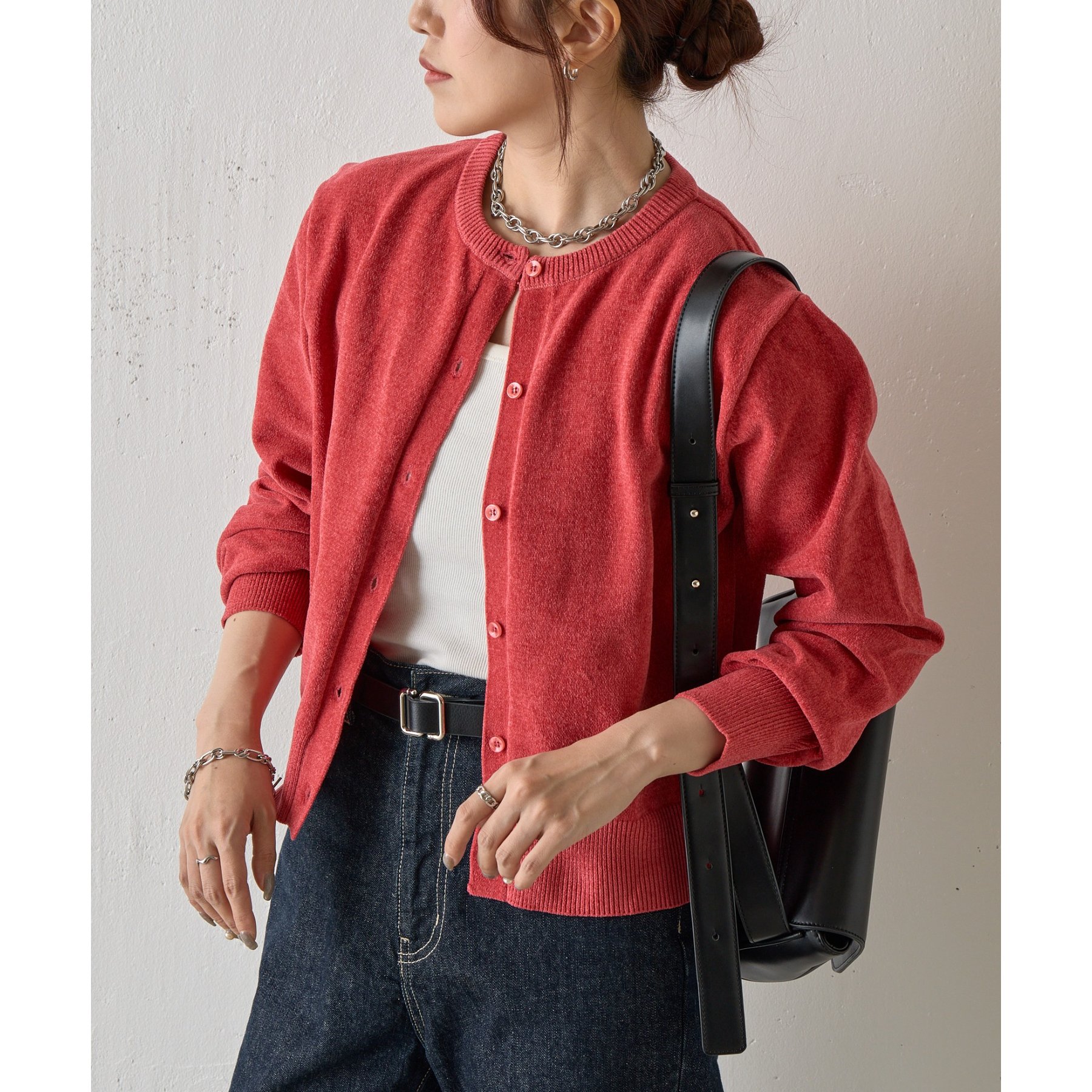 ベロアモールクルーネックカーディガン | ファッション通販