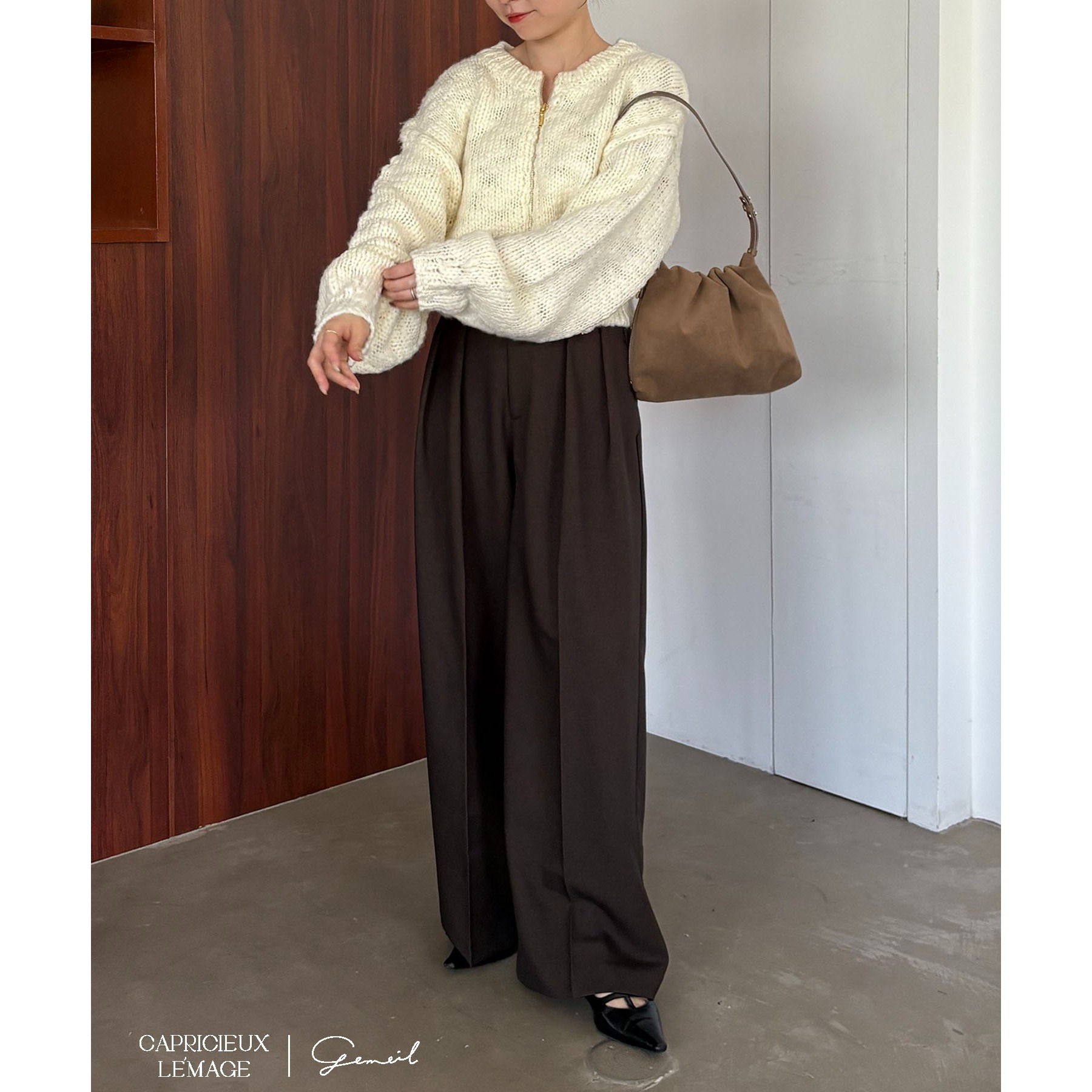 CAPRICIEUX LE'MAGE スラブジップカーディガン　オフホワイト LE'MAGE×gemeilコラボ】スラブジップカーディガン | ファッション通販