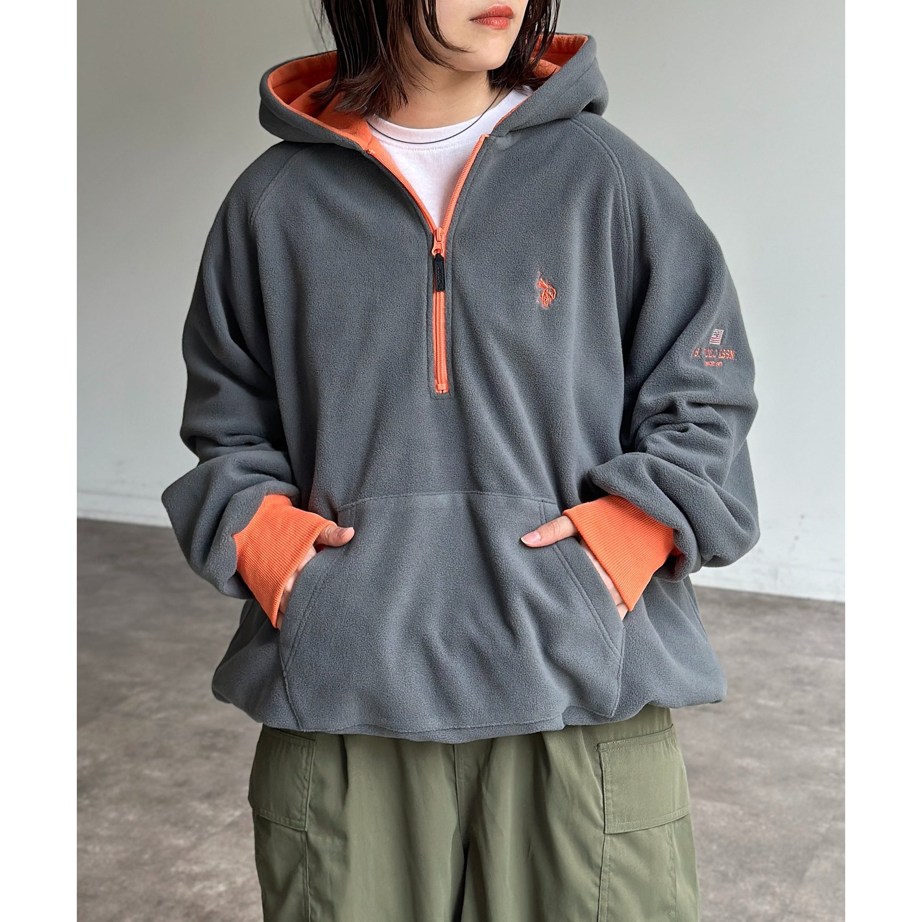 L KUIU フリースパーカー カモ ハーフジップ フリース フーディ パーカー U.S. POLO ASSN.】フリースハーフジップパーカー | ファッション通販