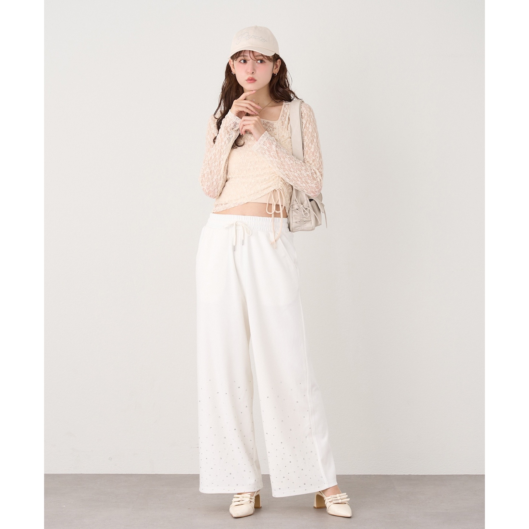 セットアップ対応／裾ビジューカットパンツ | ファッション通販サイト NUGU