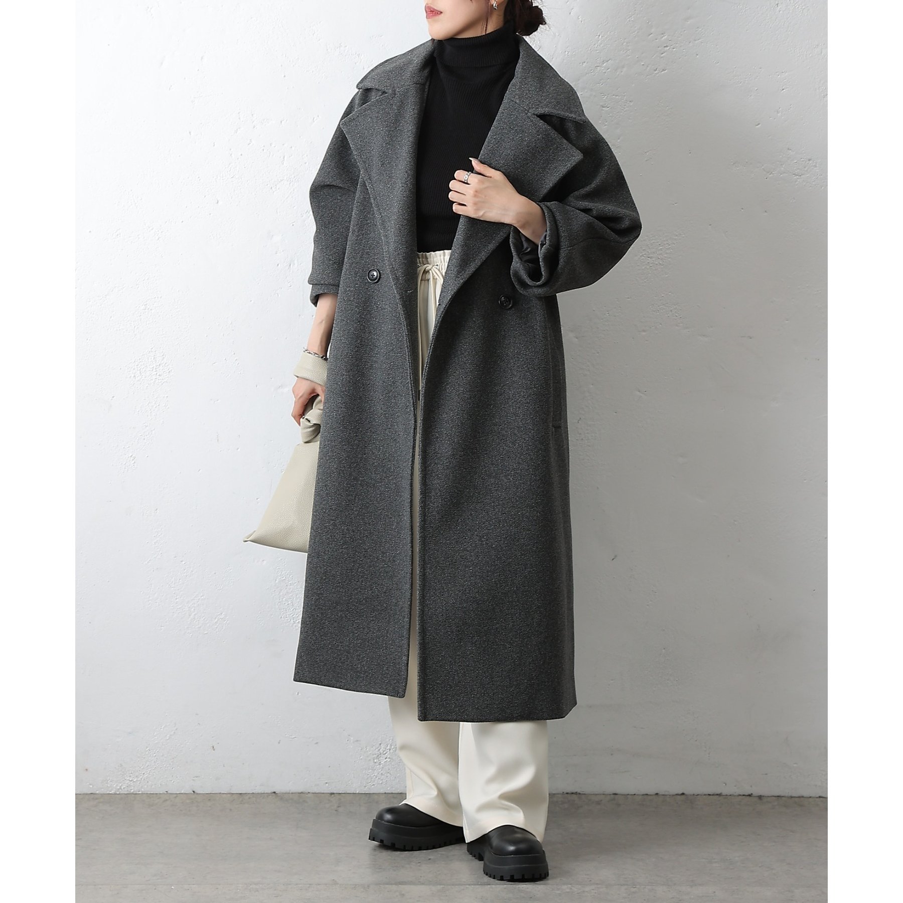 テックウールラグランスリーブロングコート | ファッション通販