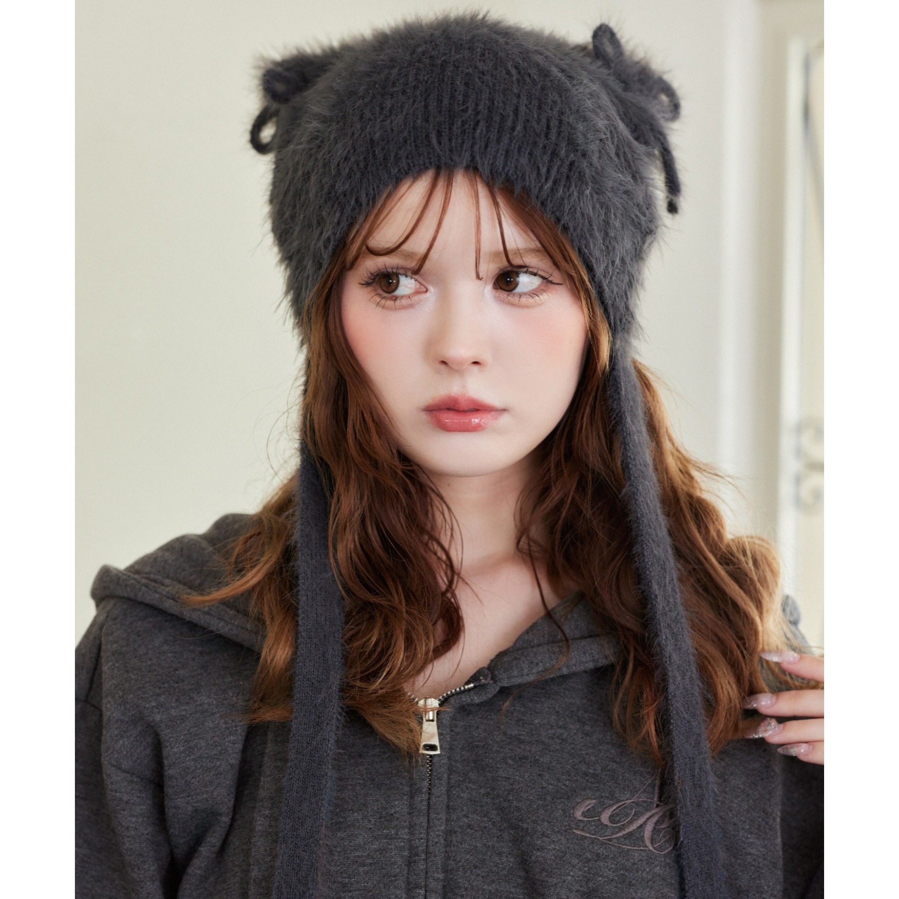 ゆるふわギャング　AKUMA KNIT CAP 猫耳ニット帽　NENE着用 シャギー猫耳ビーニー | ファッション通販サイト NUGU