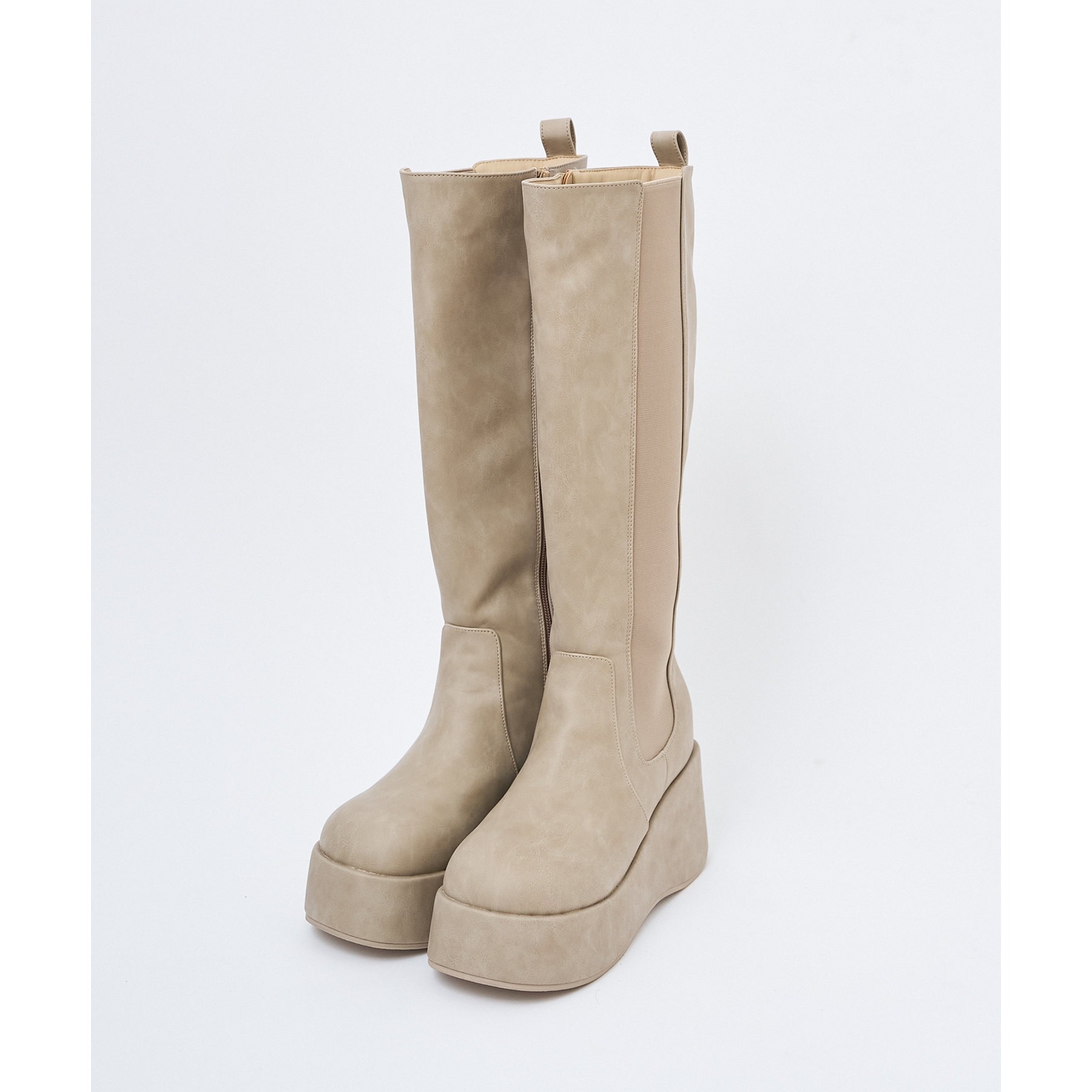 【マイナス3キロ見え】サイドゴアボリュームソールロングブーツ セール】【マイナス3キロ見え】サイドゴアボリュームソール