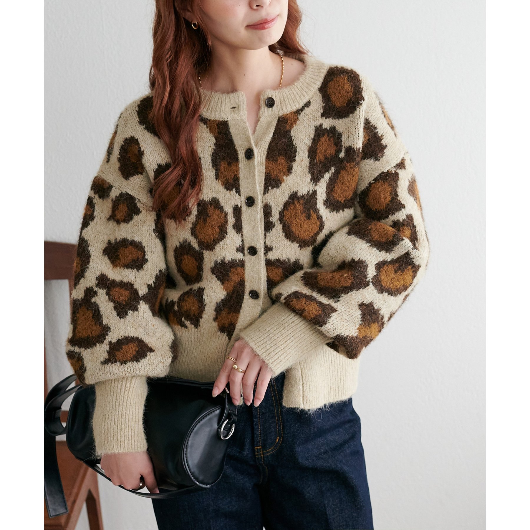 レオパードジャガードニットカーディガン | ファッション通販サイト NUGU
