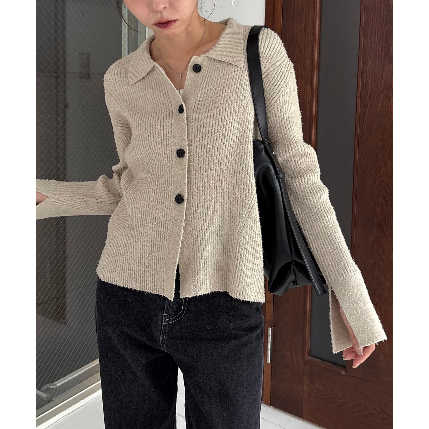 【新品タグ付き】カプリシューレマージュ　テンセルウールホックカーディガン CAPRICIEUX LE'MAGE｜テンセルウールホックカーディガン