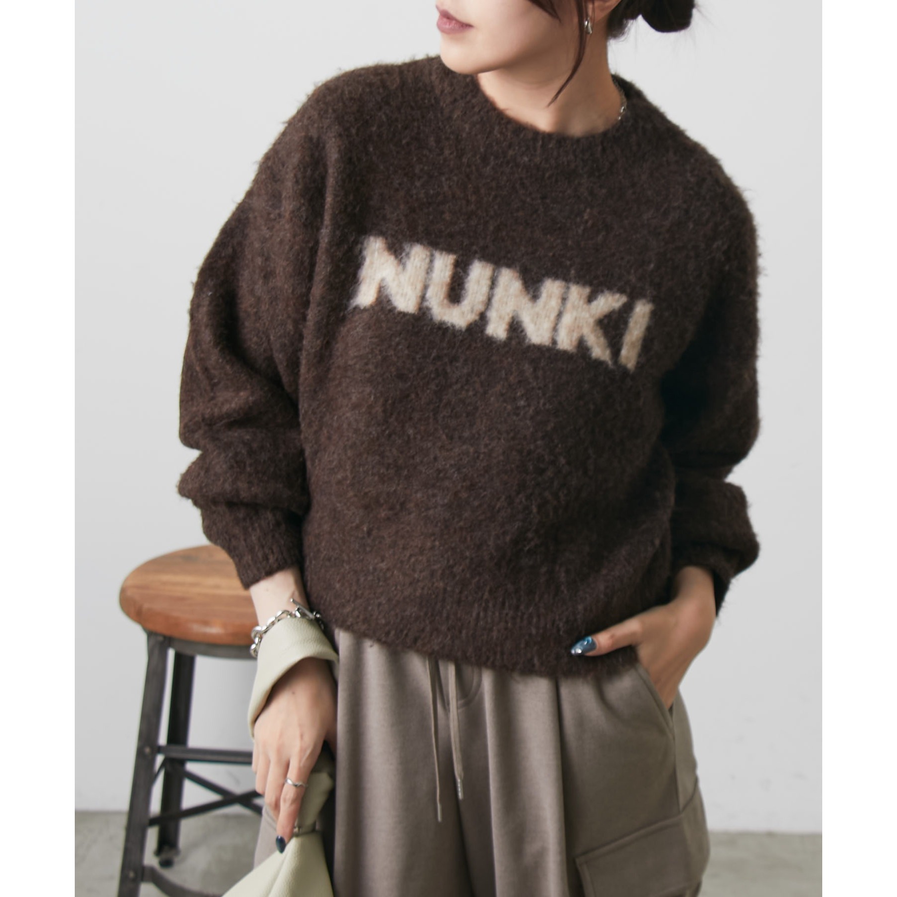 NUNKIロゴジャガードニットプルオーバー | ファッション通販サイト NUGU