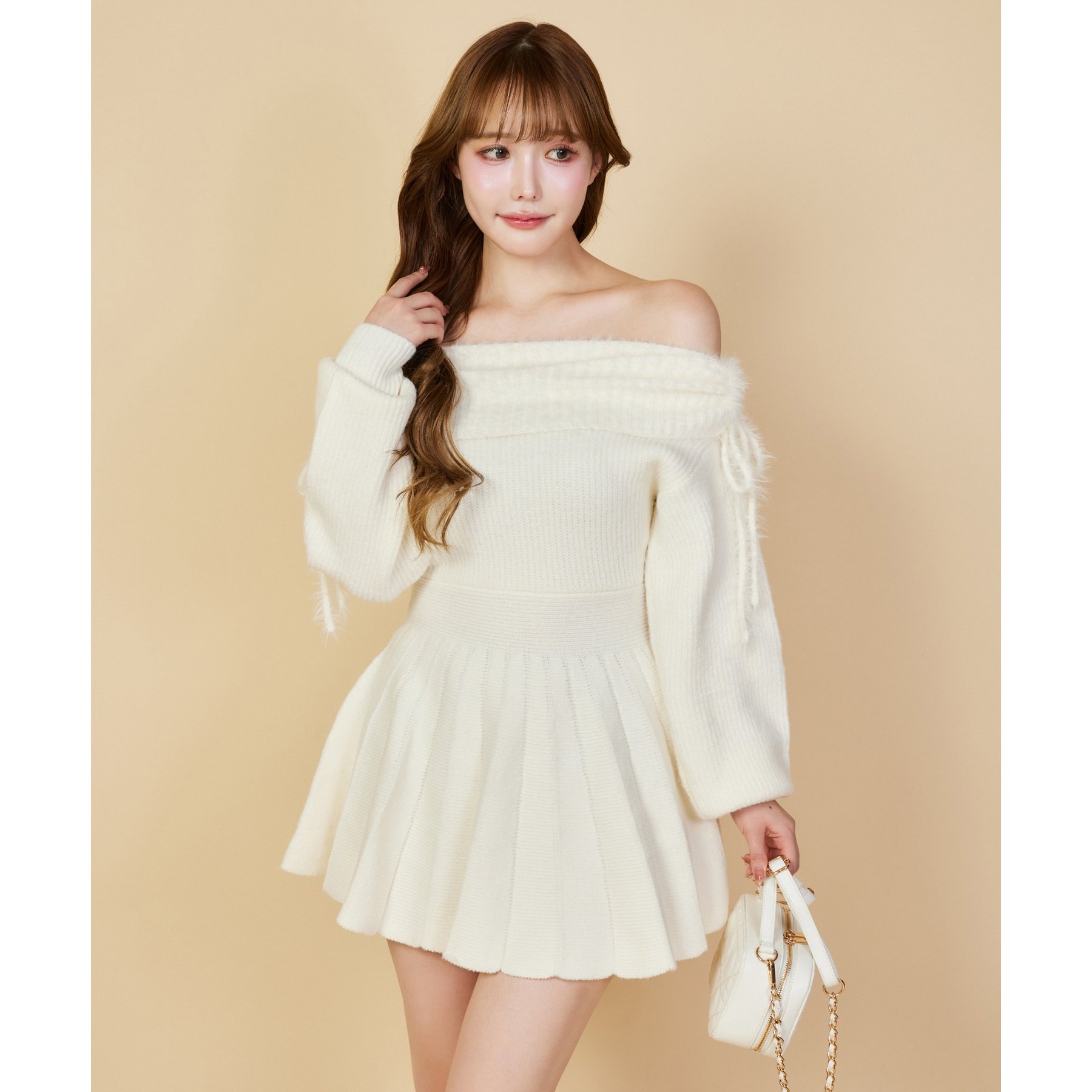 ボックスプリーツニット ミニワンピ オフショルプリーツニットミニワンピ | ファッション通販サイト NUGU