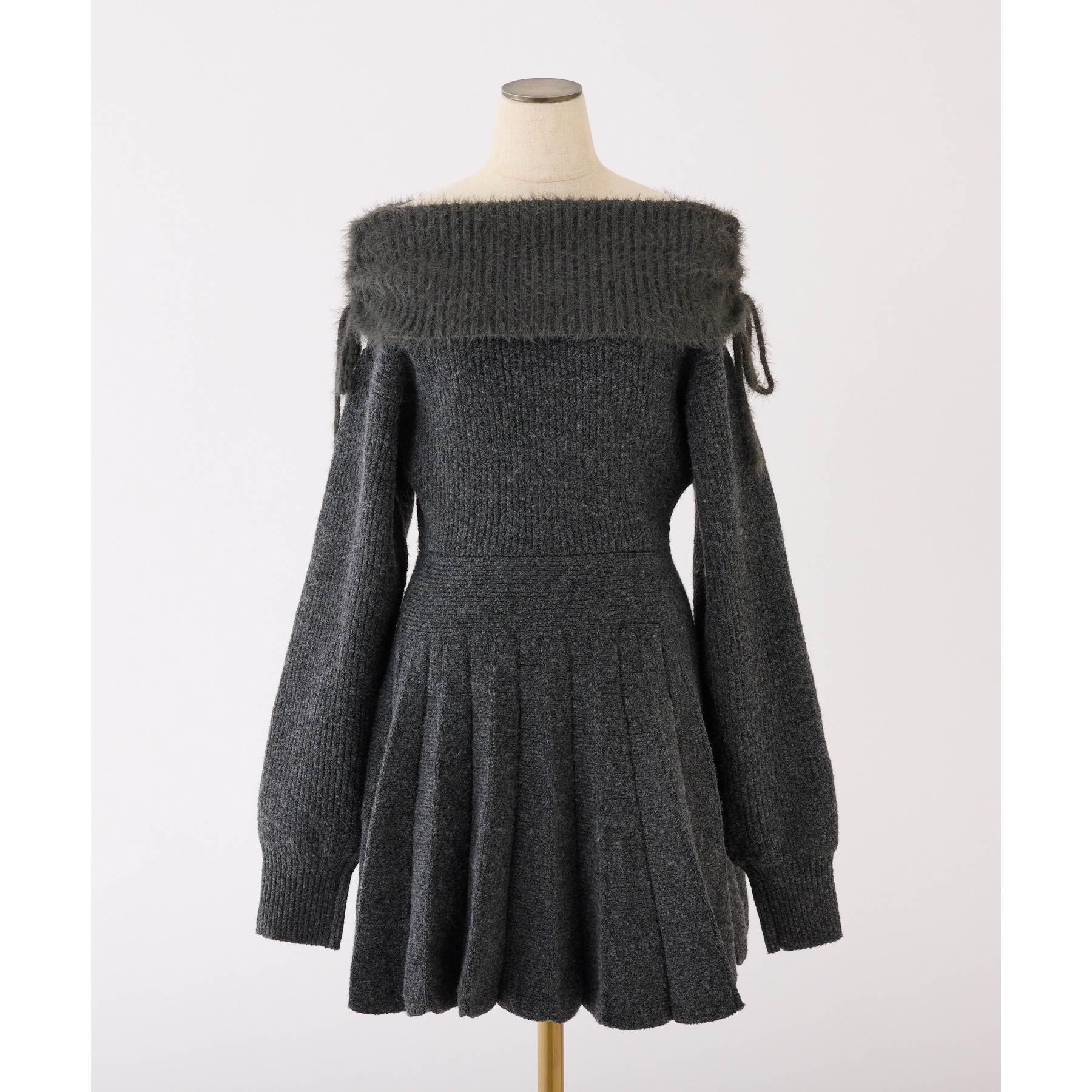 オフショルプリーツニットミニワンピ | ファッション通販サイト NUGU