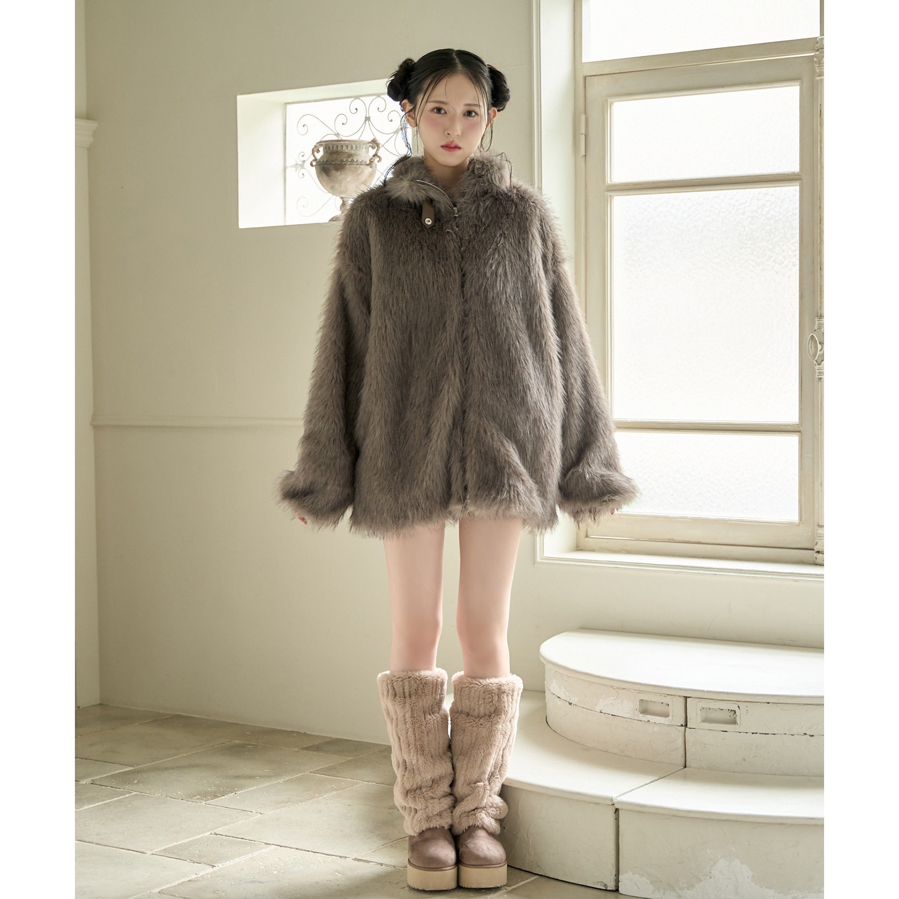 premium order】ミドルフェイクファージャケット | ファッション通販