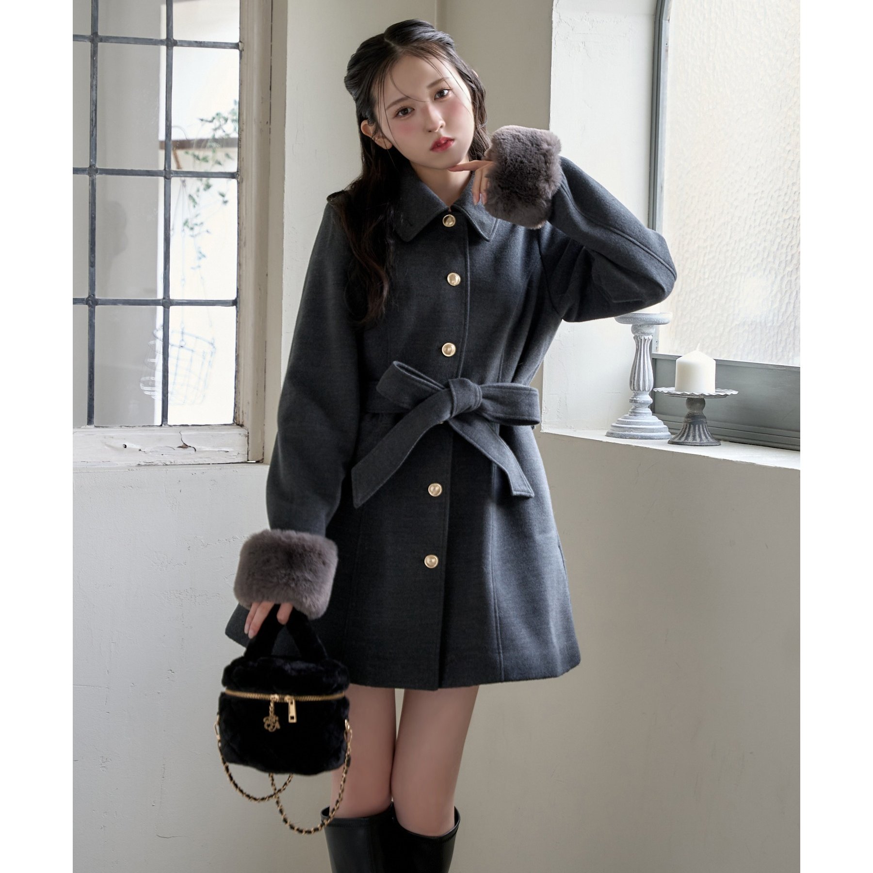 新品未使用 【premium order】リボンミドルコート Mサイズ premium order】リボンミドルコート/SMサイズあり | ファッション通販