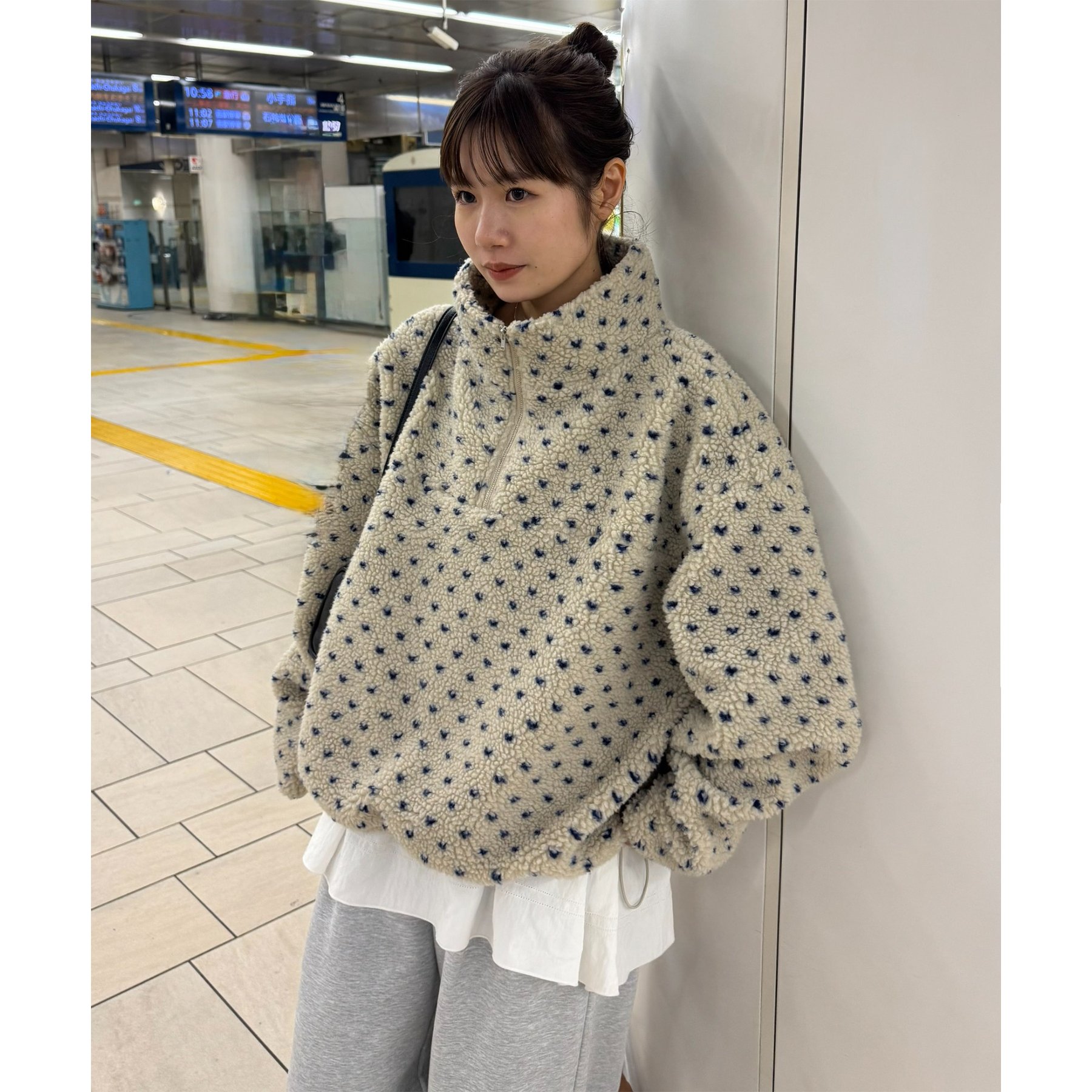 【umm.】柄アソートボアハーフZIP