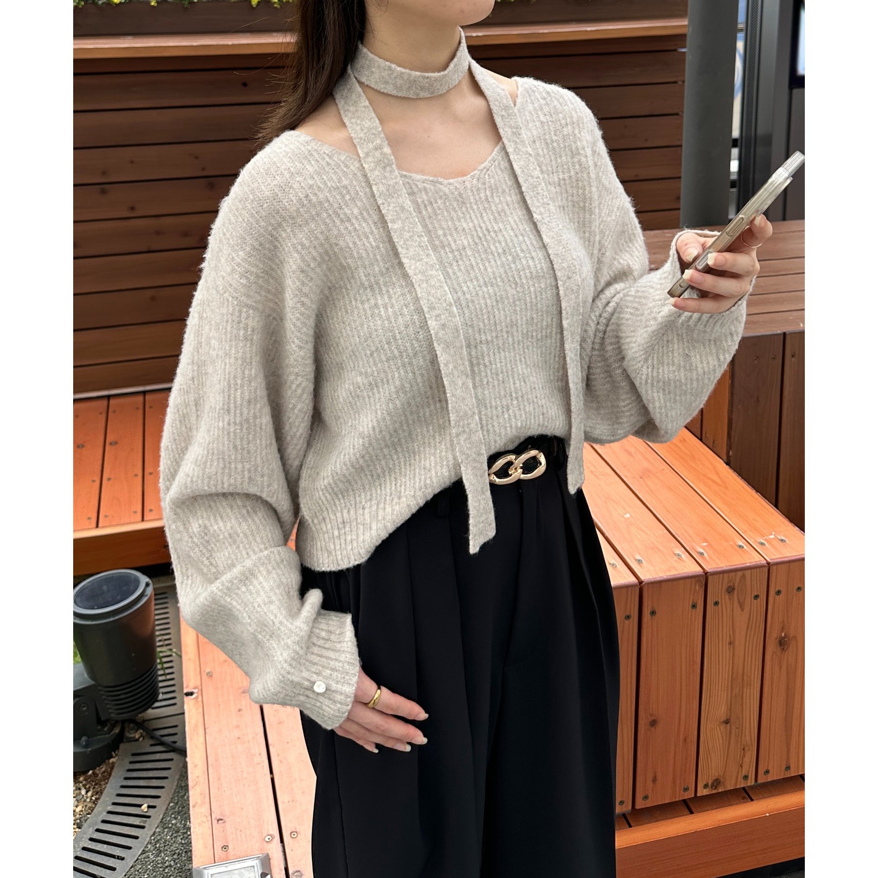 チョーカー付きVネックニット | ファッション通販サイト NUGU