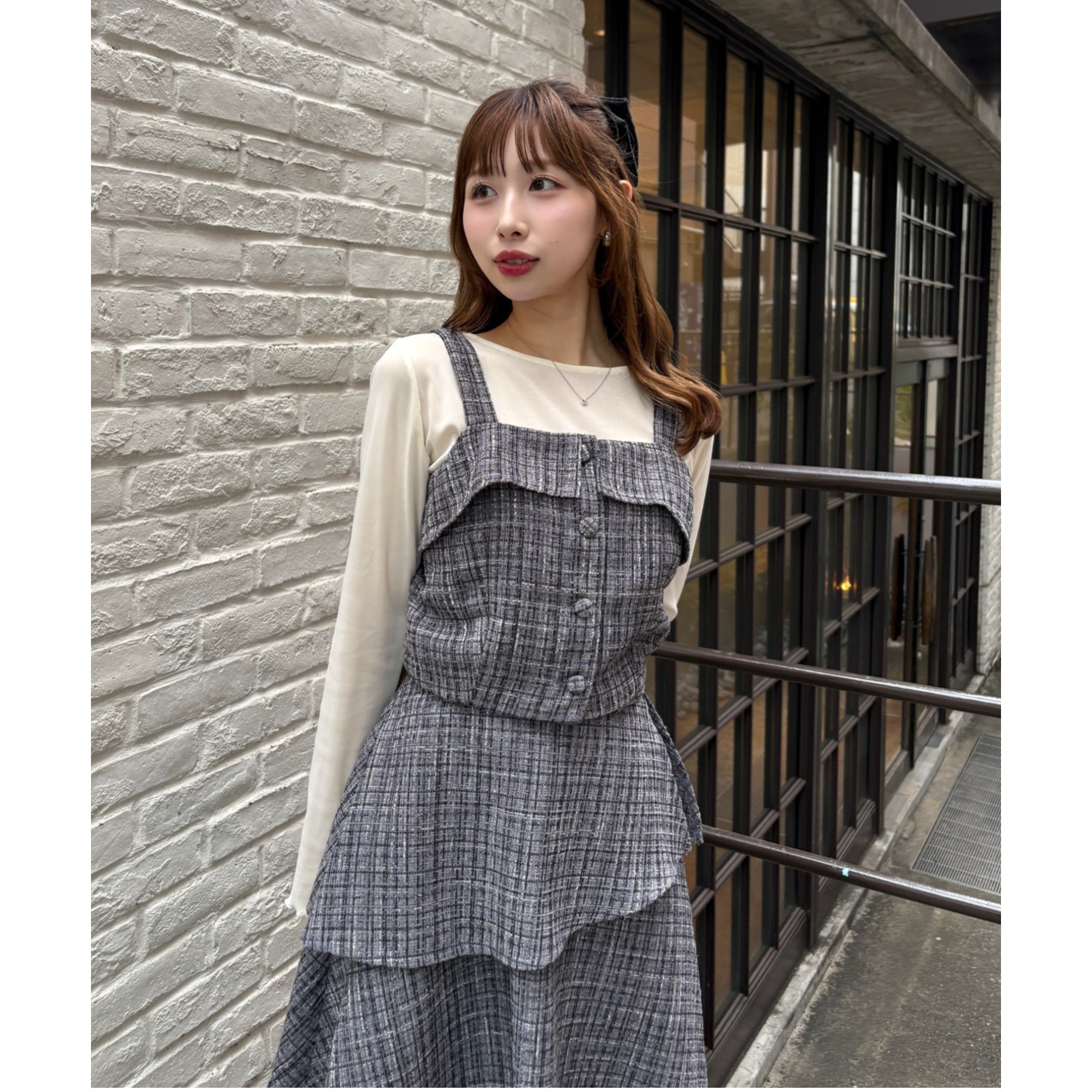 LouLoumei】異素材ミックスツイードセットアップ | ファッション通販