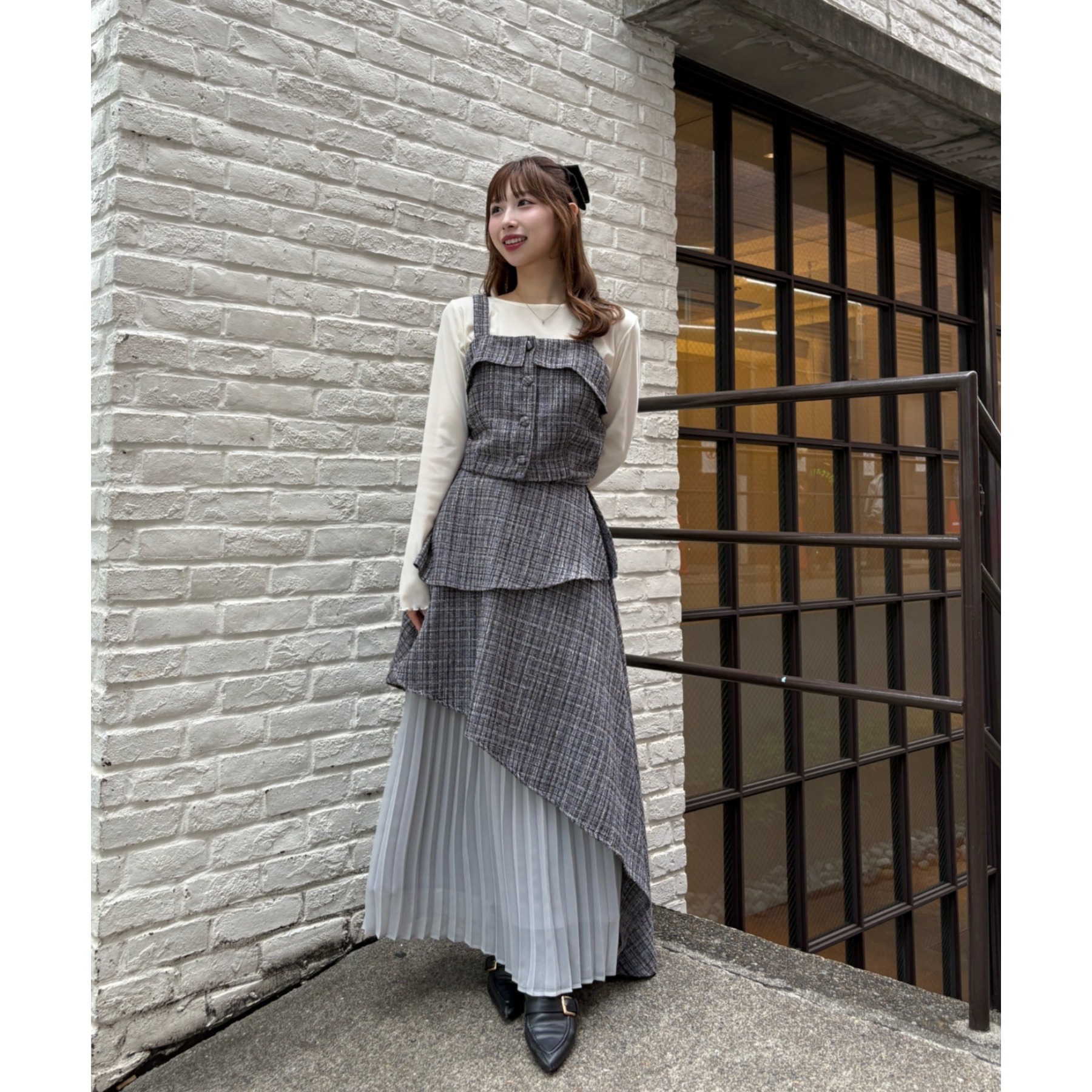 LouLoumei】異素材ミックスツイードセットアップ | ファッション通販