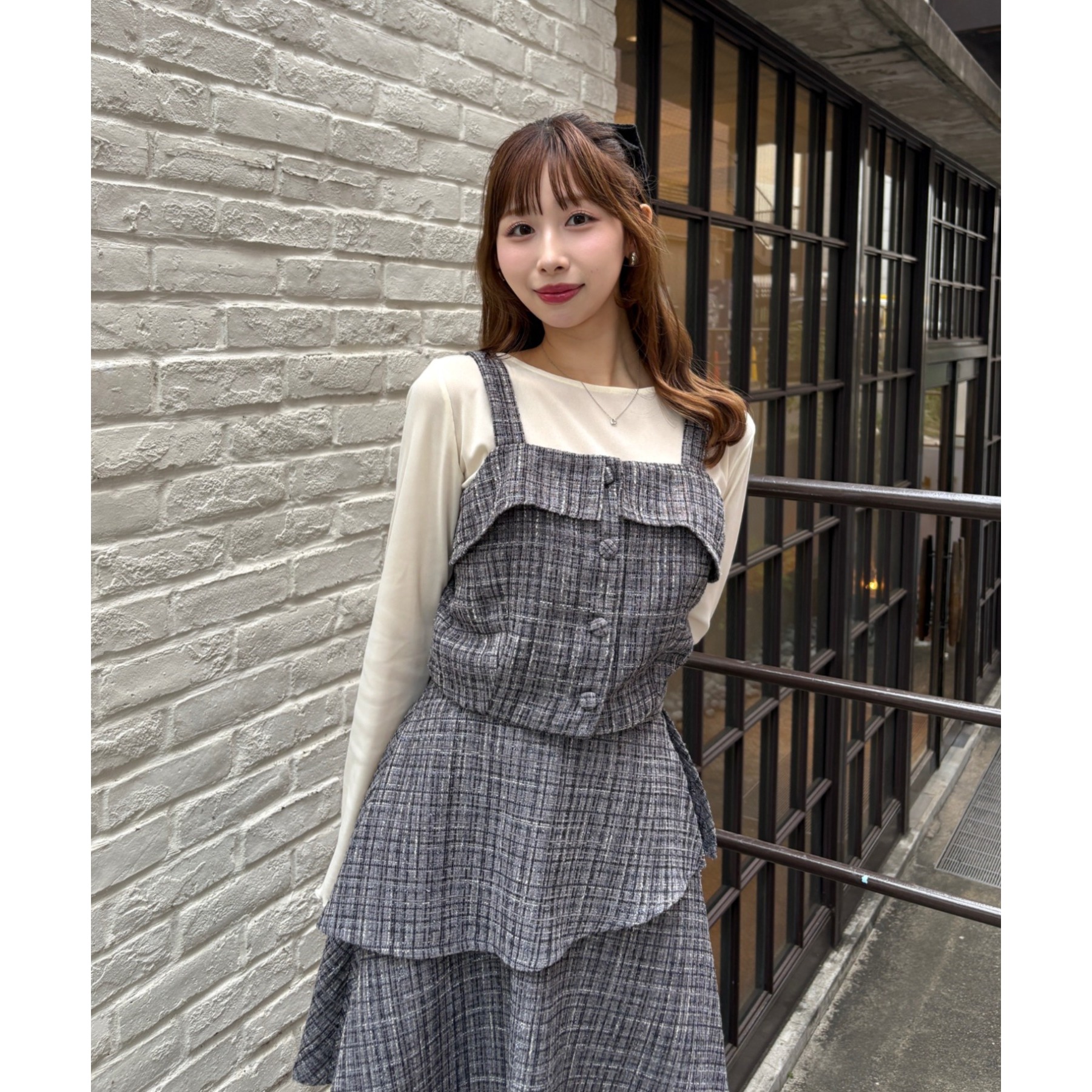 LouLoumei】異素材ミックスツイードセットアップ | ファッション通販