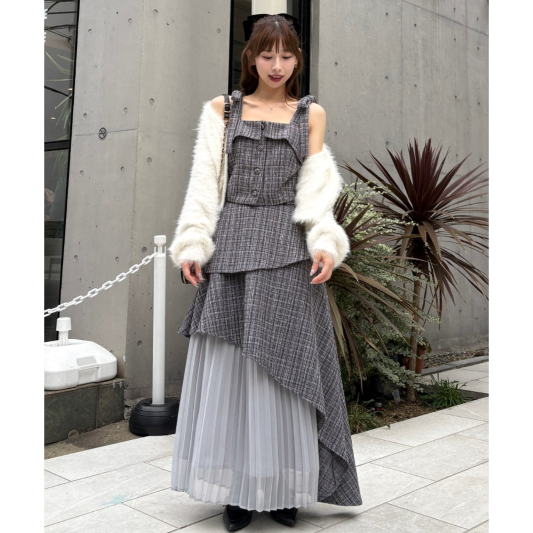 LouLoumei】異素材ミックスツイードセットアップ | ファッション通販