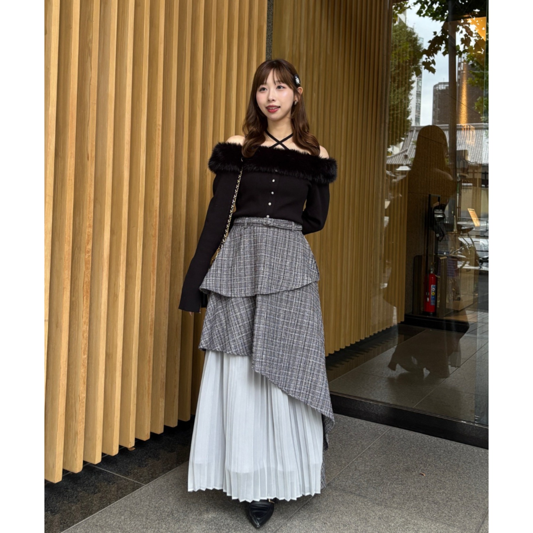 週末セール！美品♪familiar セットアップ120cm LouLoumei】異素材ミックスツイードセットアップ | ファッション通販