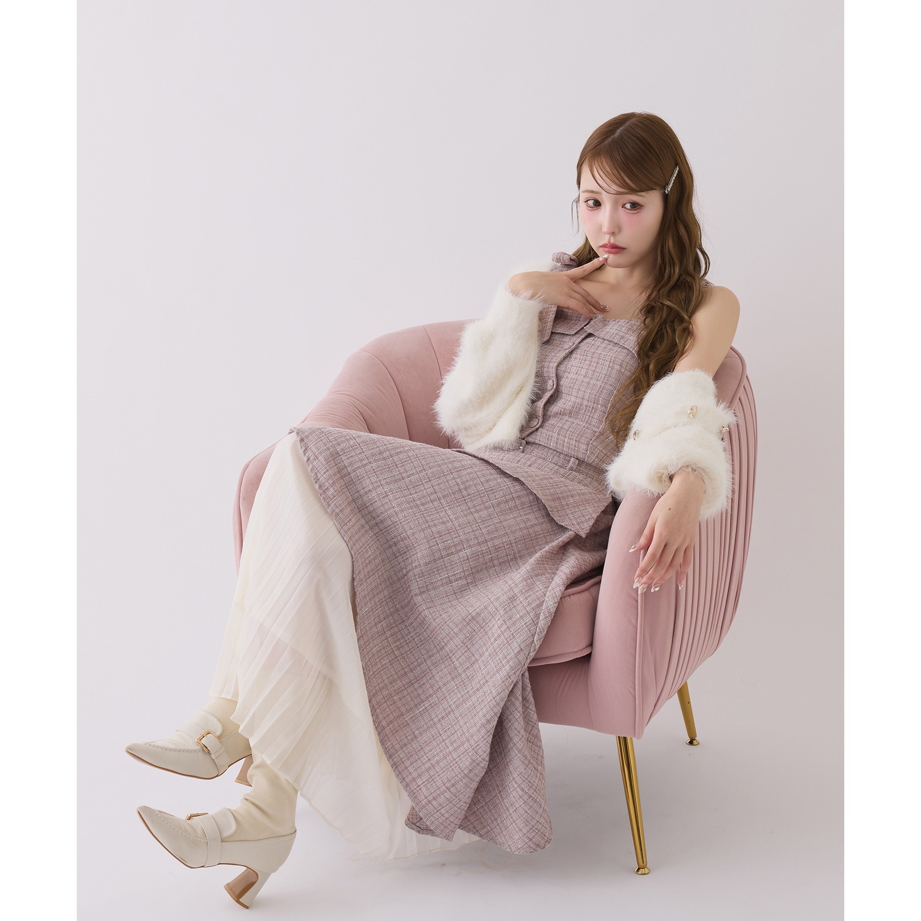 LouLoumei】異素材ミックスツイードセットアップ | ファッション通販