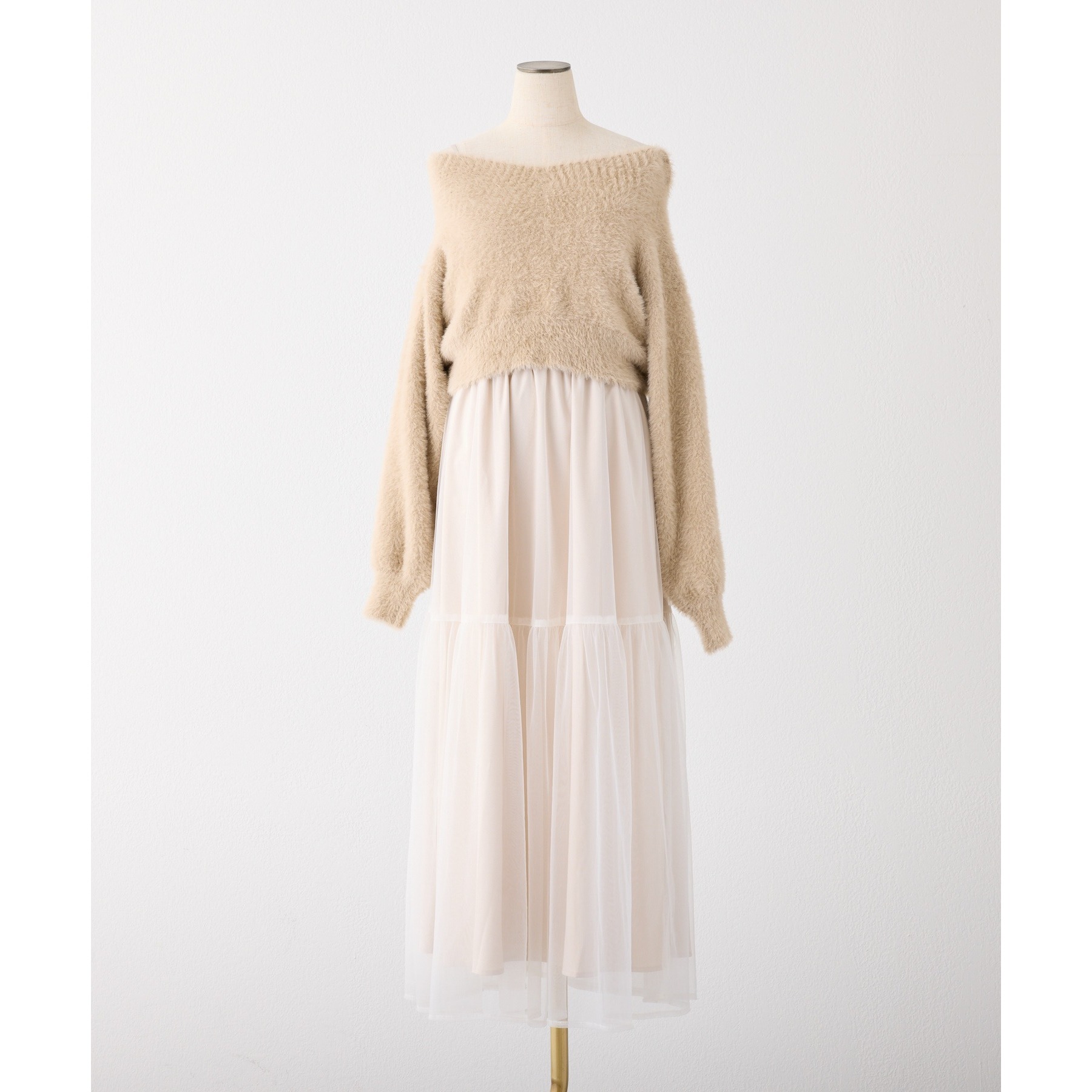 【値下げ中】新品タグ付き 後ろリボン2wayニットSETワンピ ライトグレー megumi企画】後ろリボン2wayニットSETワンピ | ファッション通販サイト