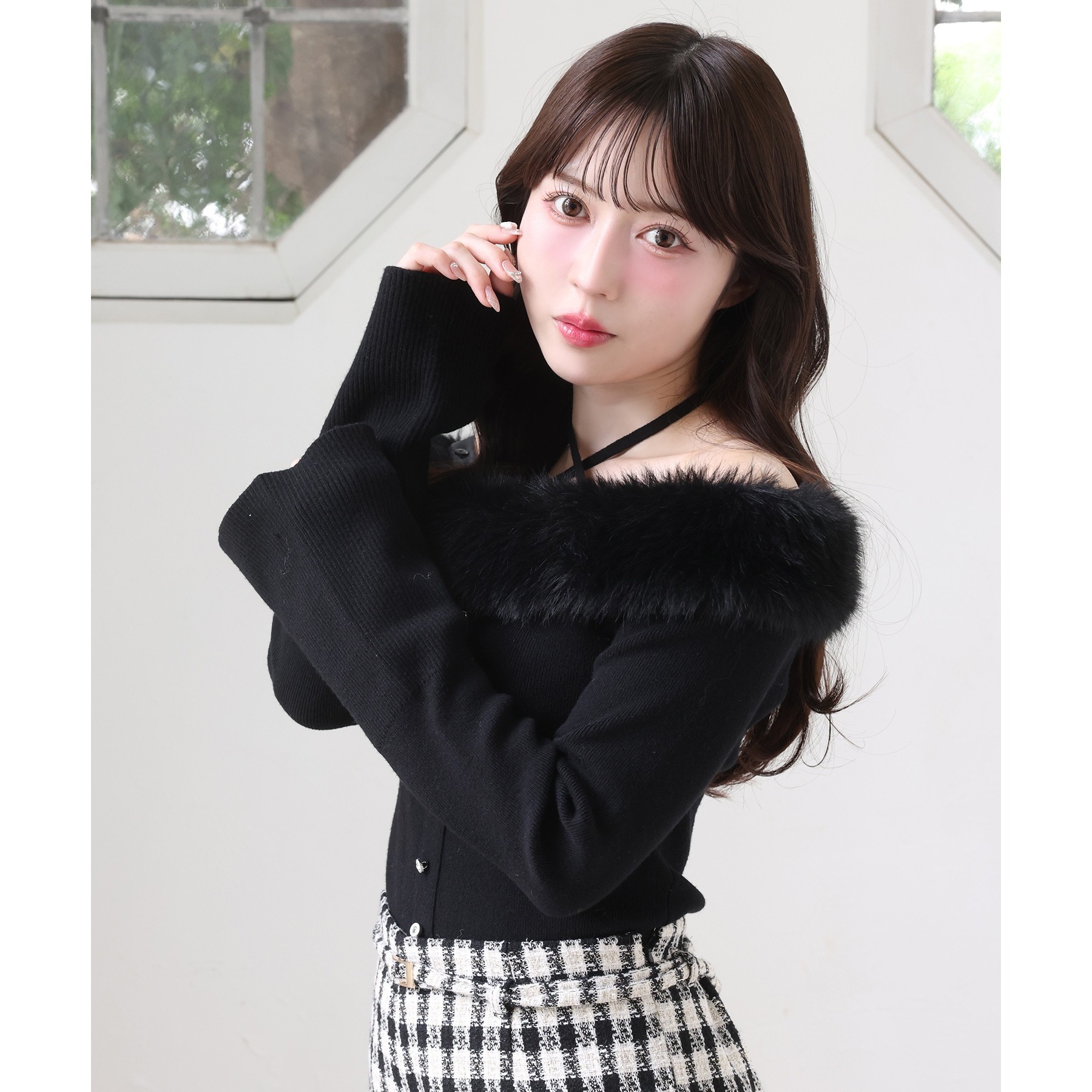 ナイスクラップ キラキラボタンファーオフショルニット キラキラボタンファーオフショルニット | ファッション通販サイト NUGU