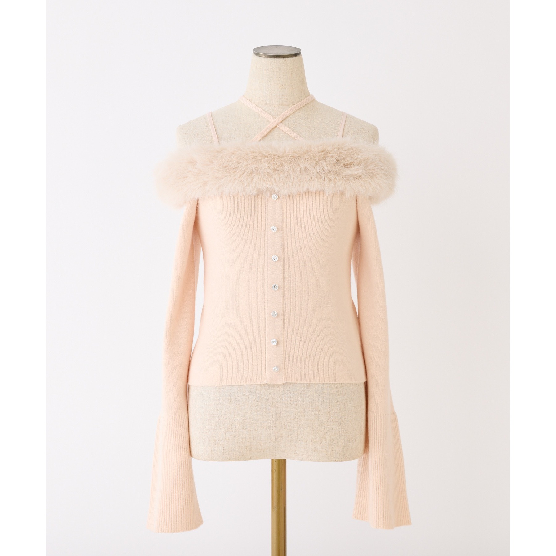 キラキラボタンファーオフショルニット | ファッション通販サイト NUGU