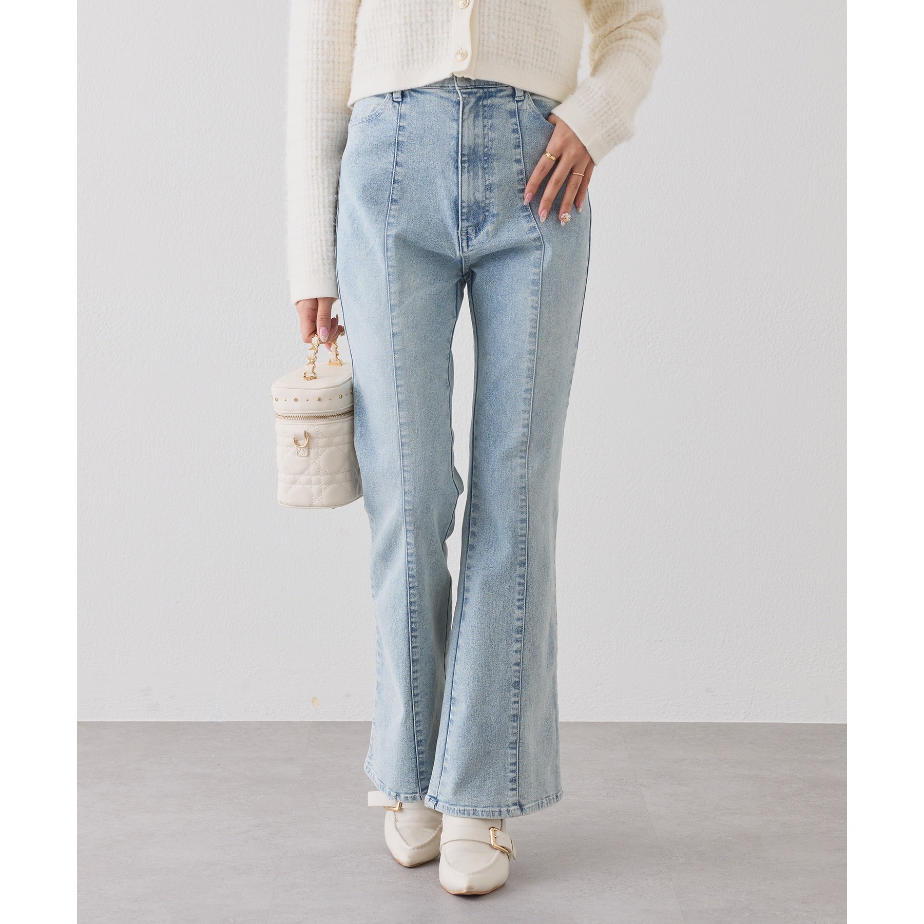 後ろ刺繍美脚ストレッチフレアデニム | ファッション通販サイト NUGU