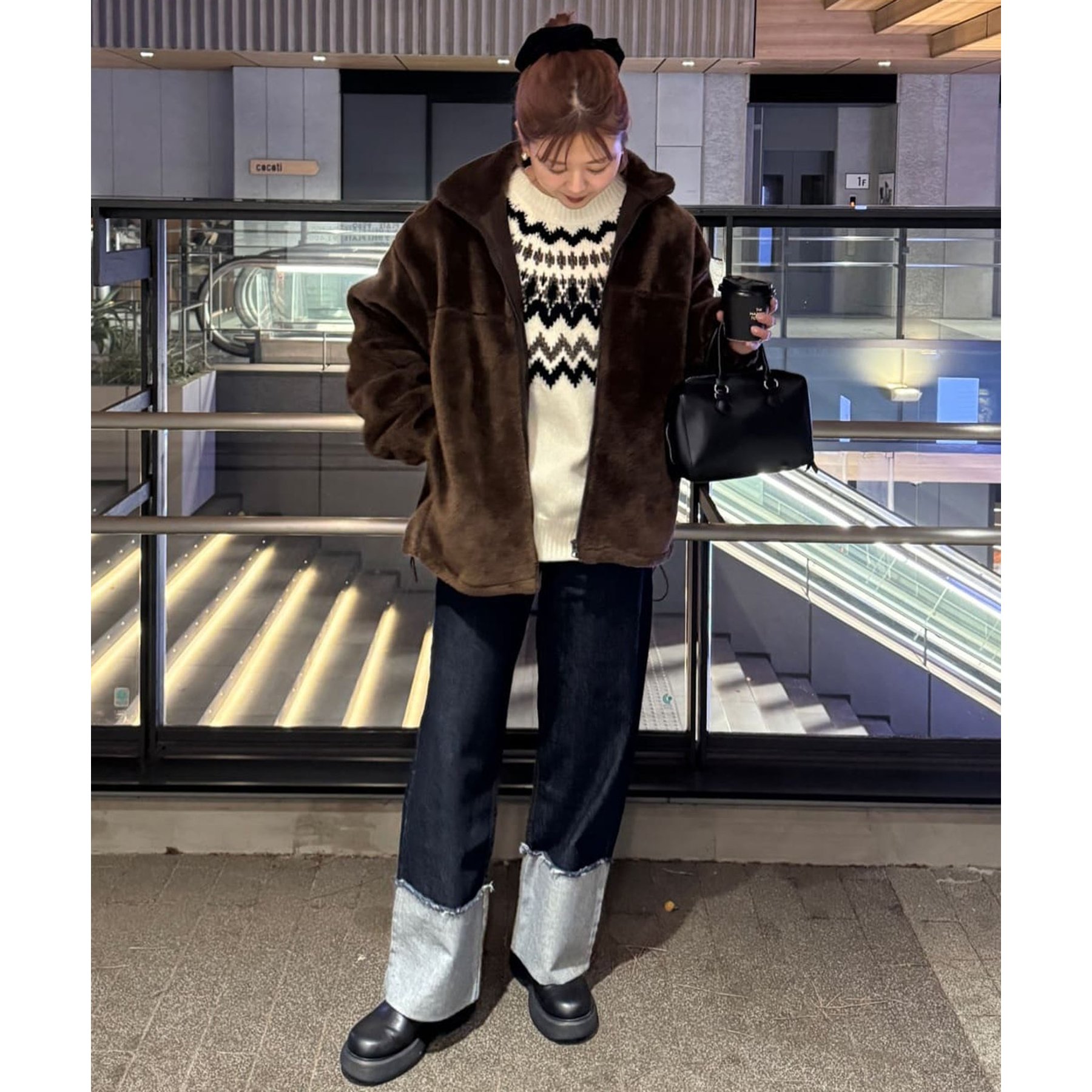 暖かおしゃれ見え/ユニセックス】求心柄オーバーニット | ファッション