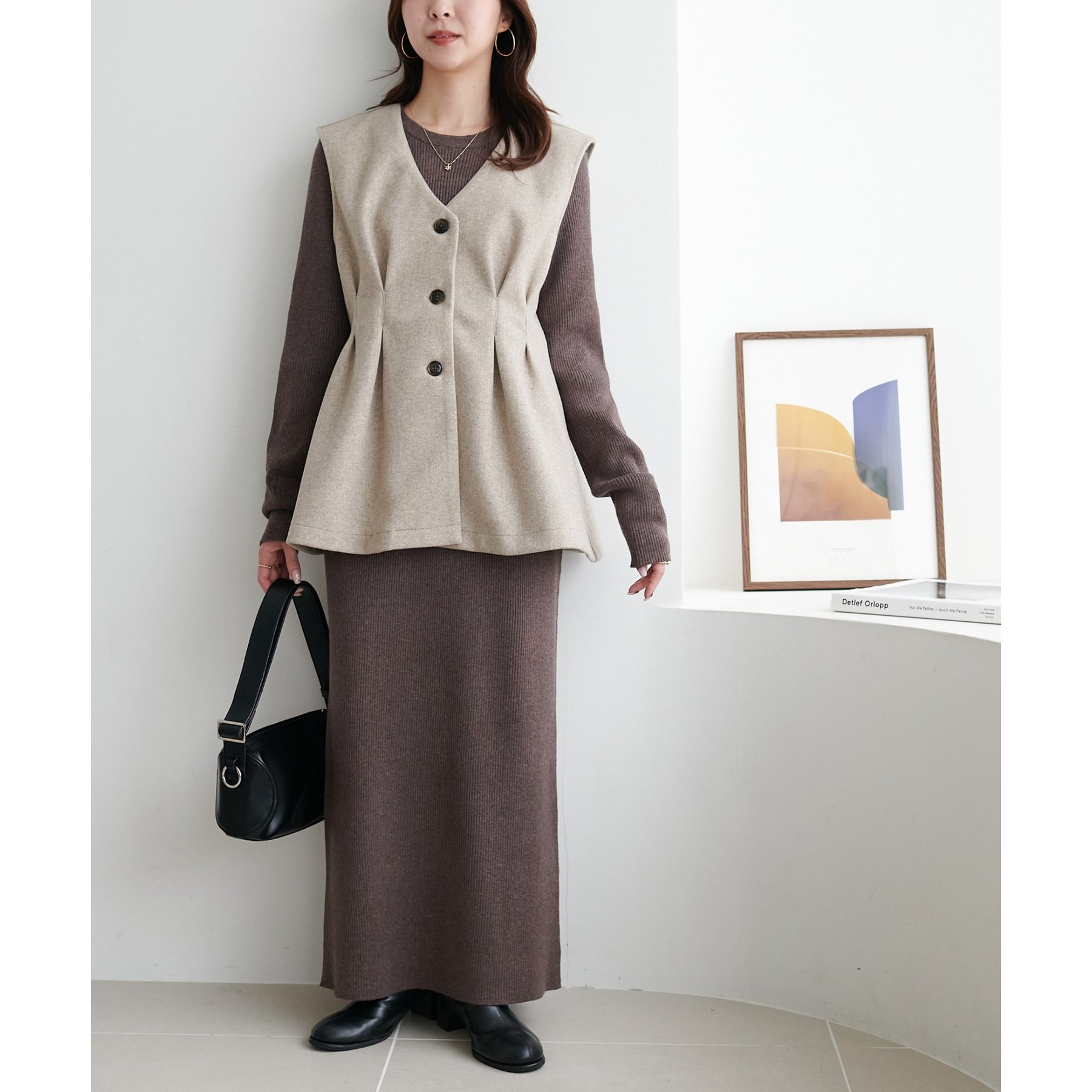 褒められ確定!/3点セット】ペプラムジレ付マルチウェイセットアップ