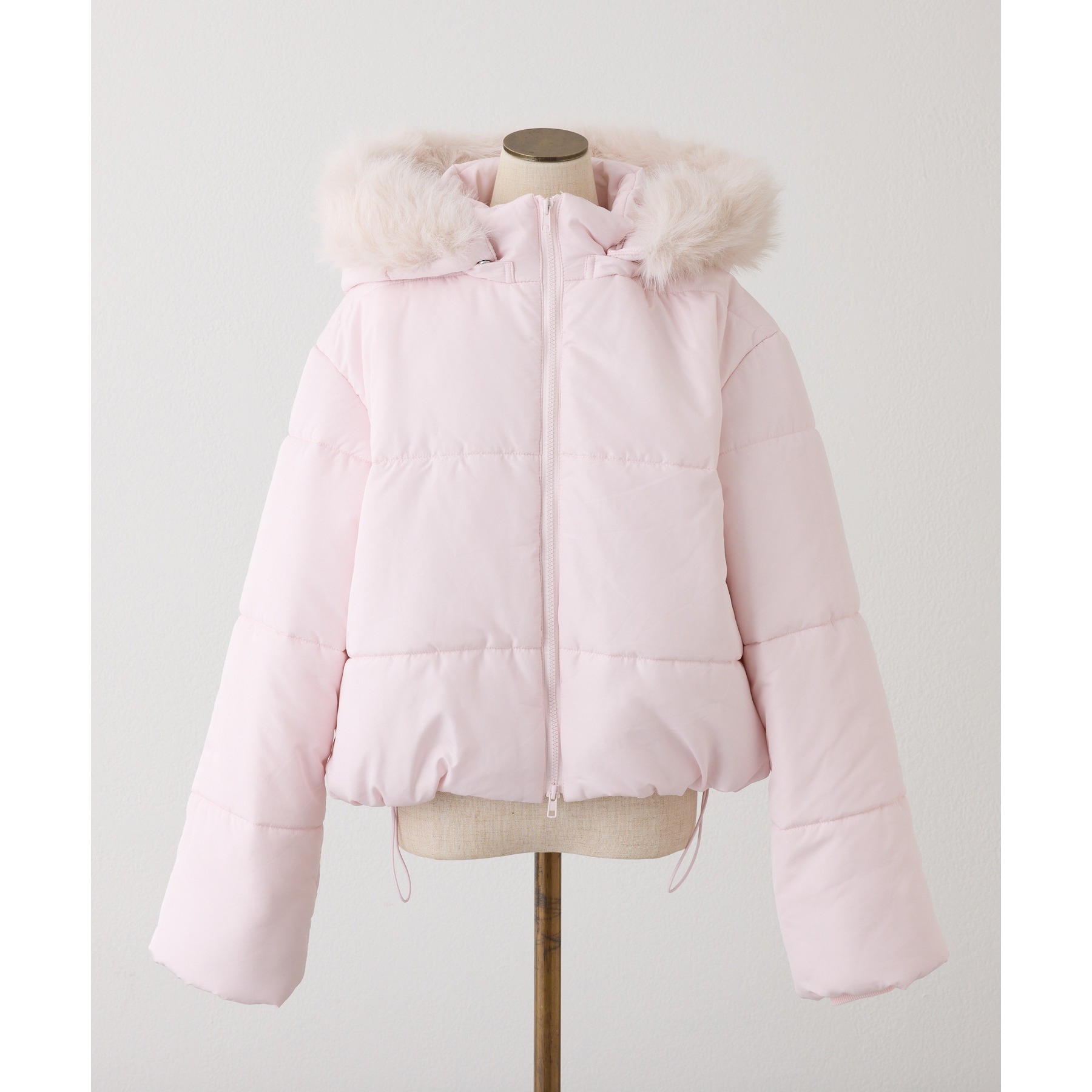 Hugyourskin ファー付き ライトピンク ジャケット ファー付きショートフェイクダウン | ファッション通販サイト NUGU