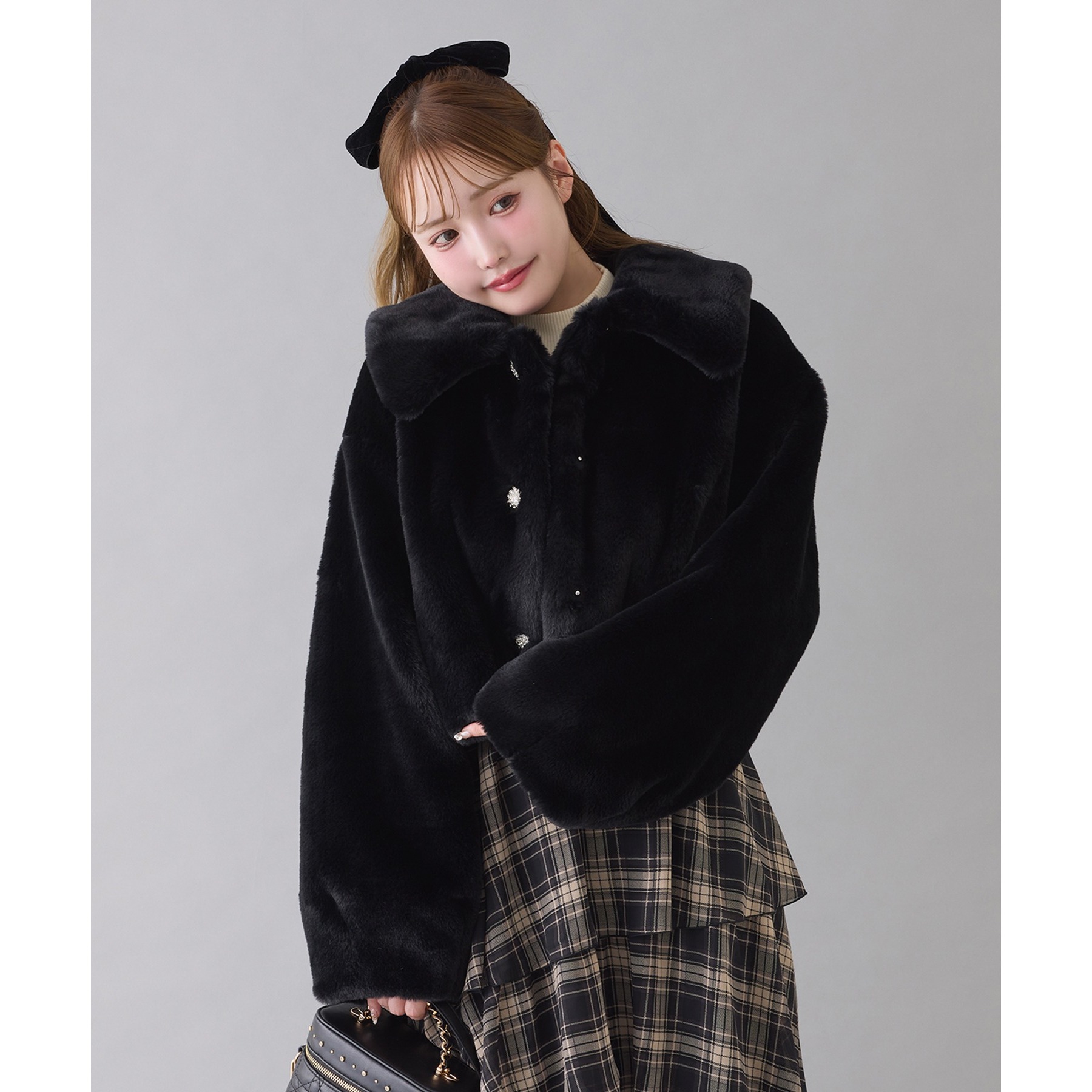 NICE CLAUP 襟つきエコファーショートコート 衿つきエコファーショートコート | ファッション通販サイト NUGU