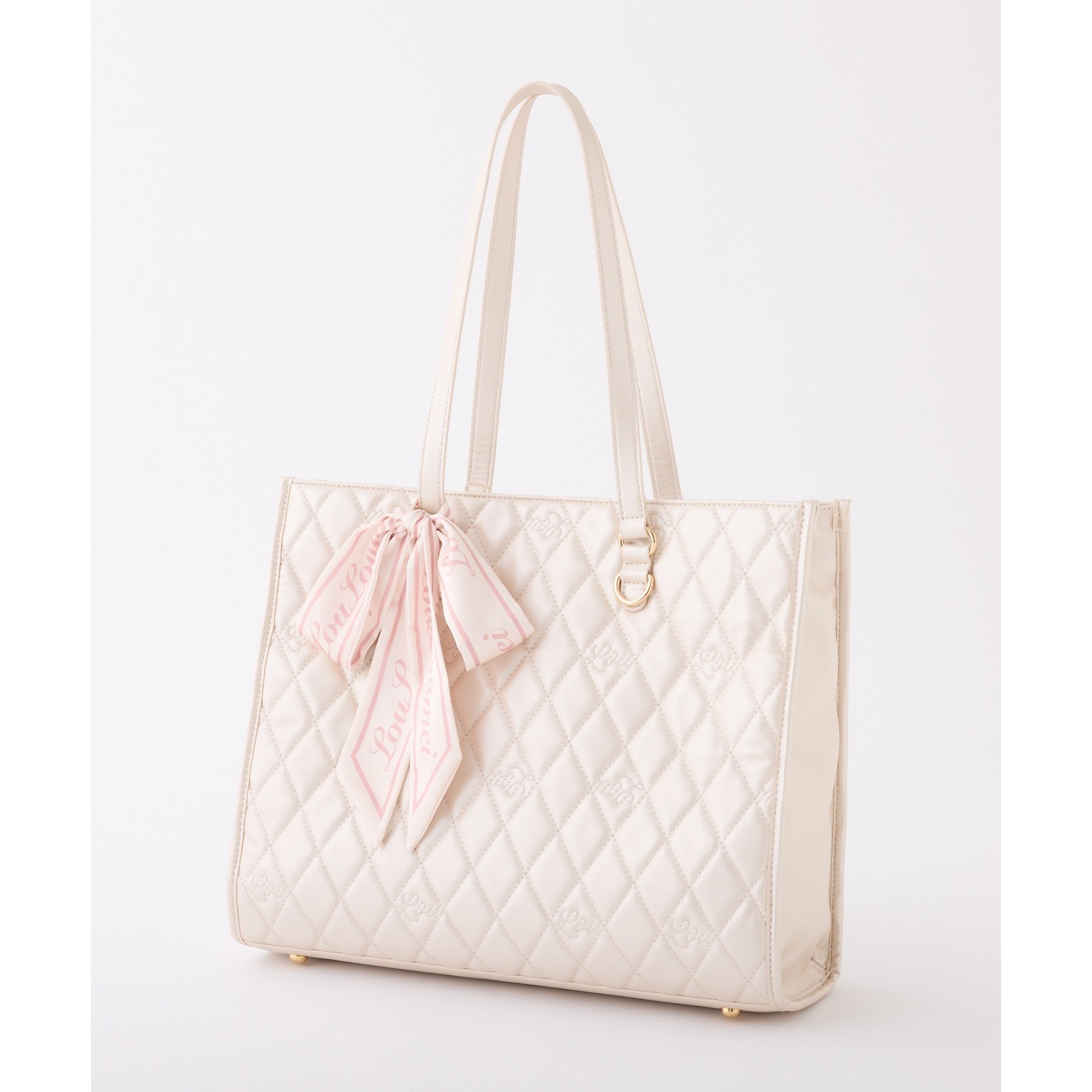 LouLoumei】スカーフ付きキルティングキャリーオントート/自立可能