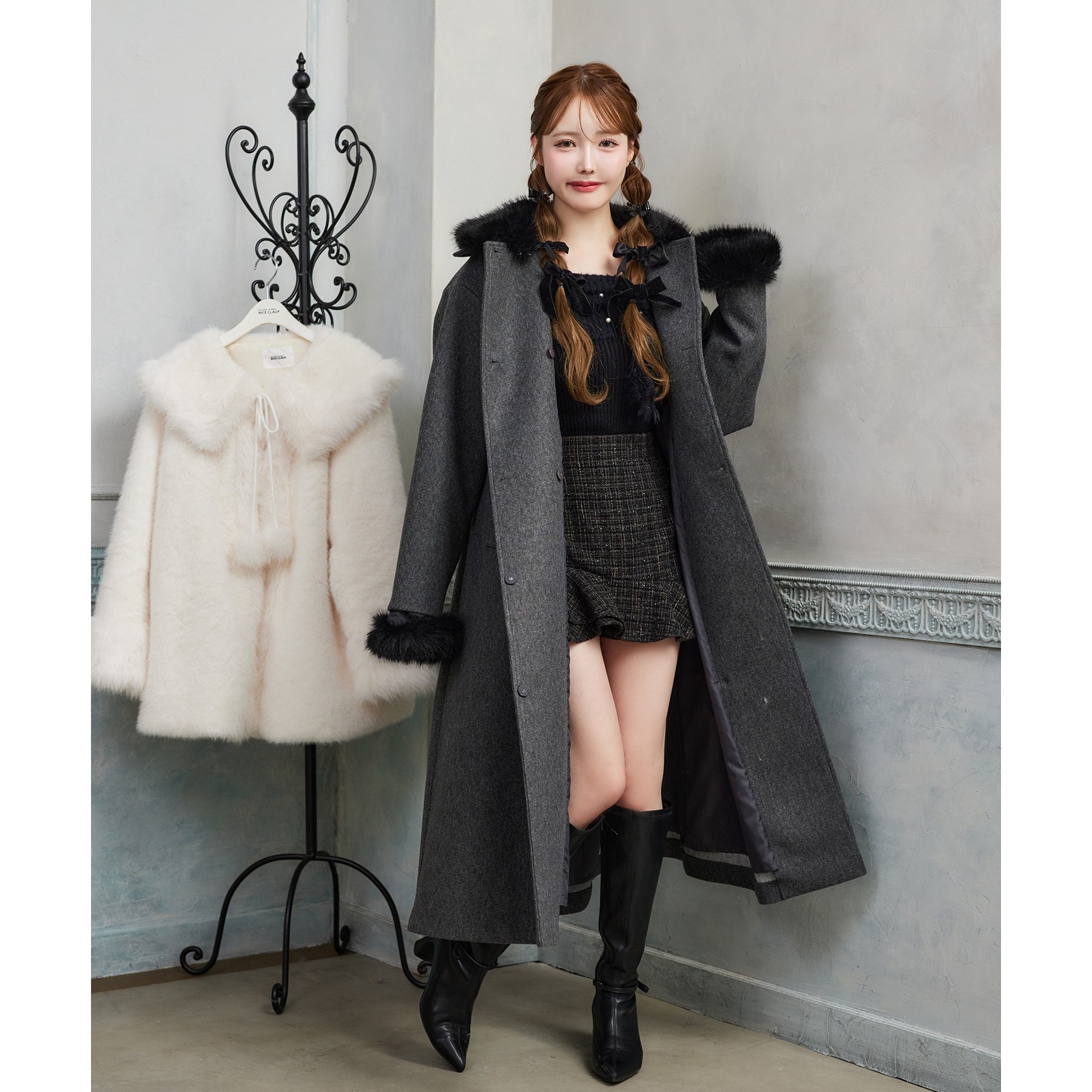 NOMADI DELUXE（ノマルディデラックス）ファーロングコート HolidayCollection】ファー付マルチロングコート | ファッション通販