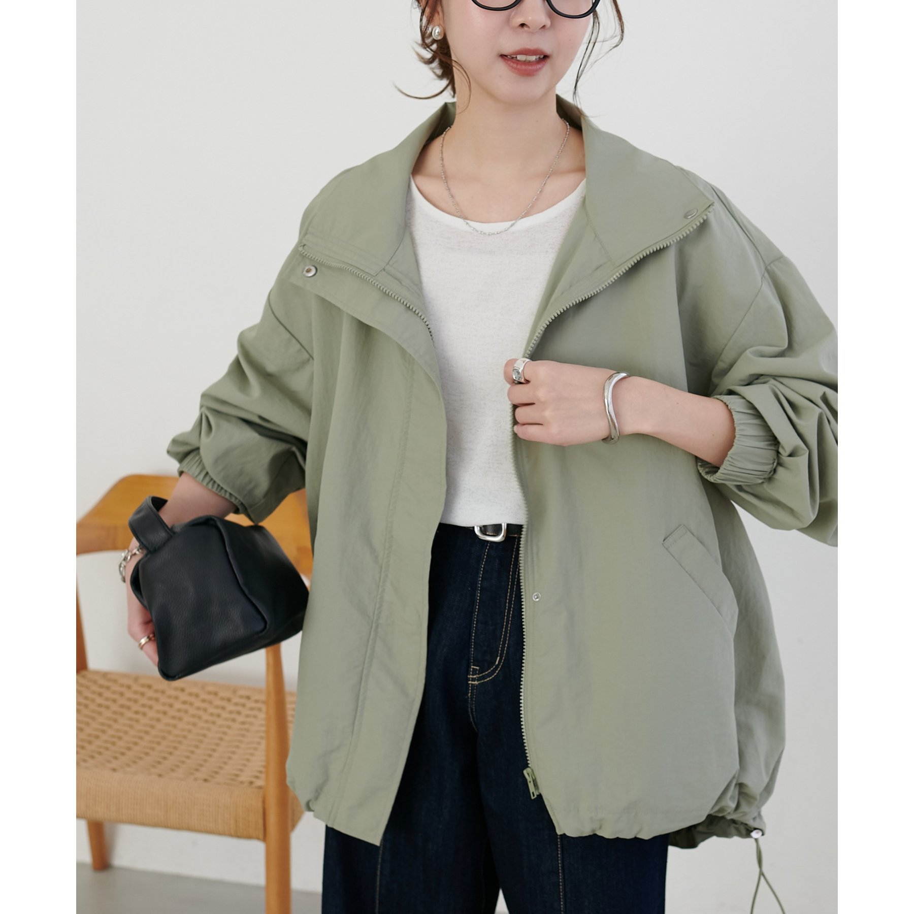 【新品タグ付】DISCOAT ブルゾン　ナイロンスタンドロングブルゾン　アウター セール】【WEB限定】ナイロンスタンドロングブルゾン（ブルゾン